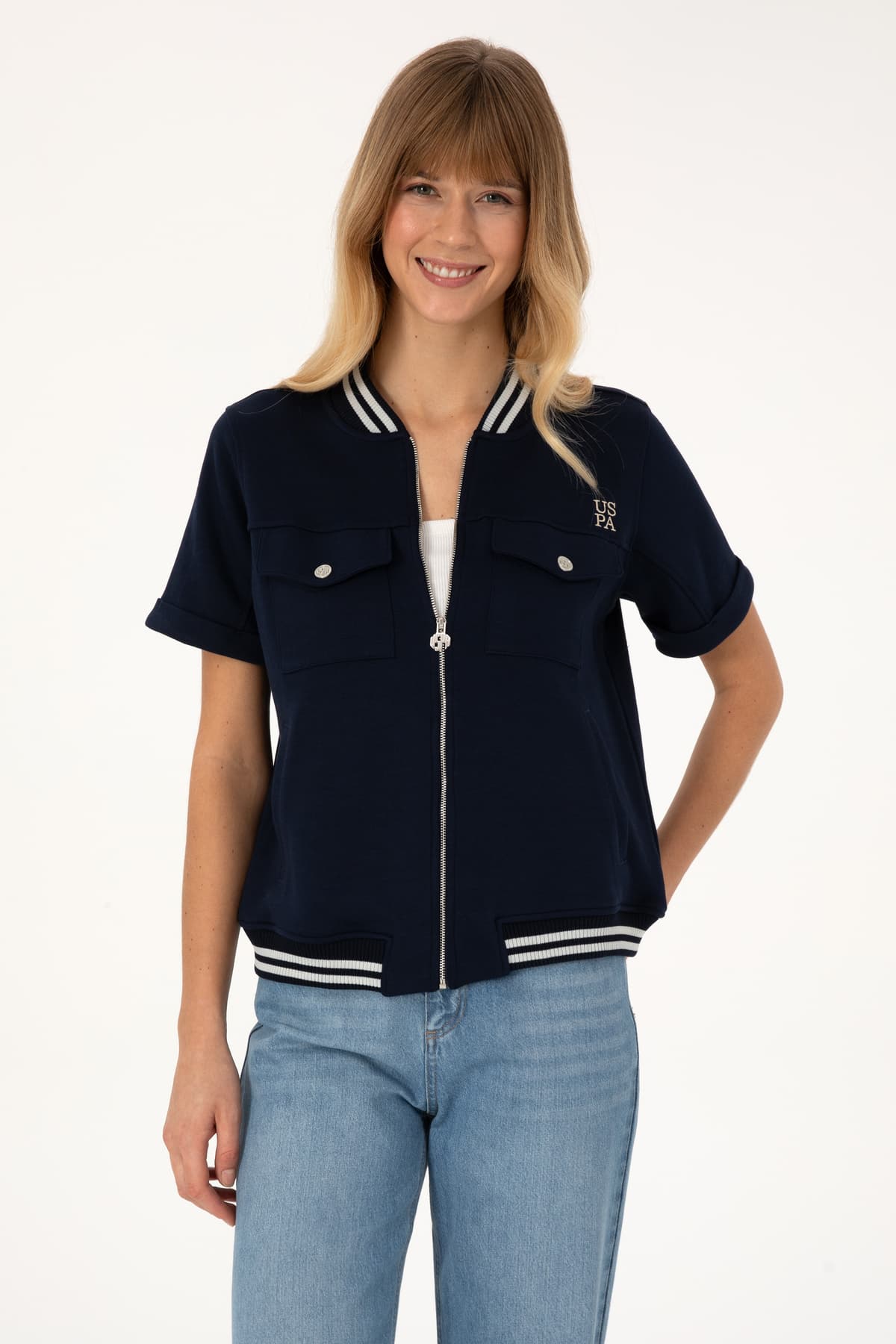 سوئیشرت زنانه U.S. Polo Assn. سرمهای آستین کوتاه زیپدار یقه گرد مدل 50309093-VR033 سوئیشرت زنانه U.S. Polo Assn. سرمهای آستین کوتاه زیپدار یقه گرد مدل 50309093-VR033