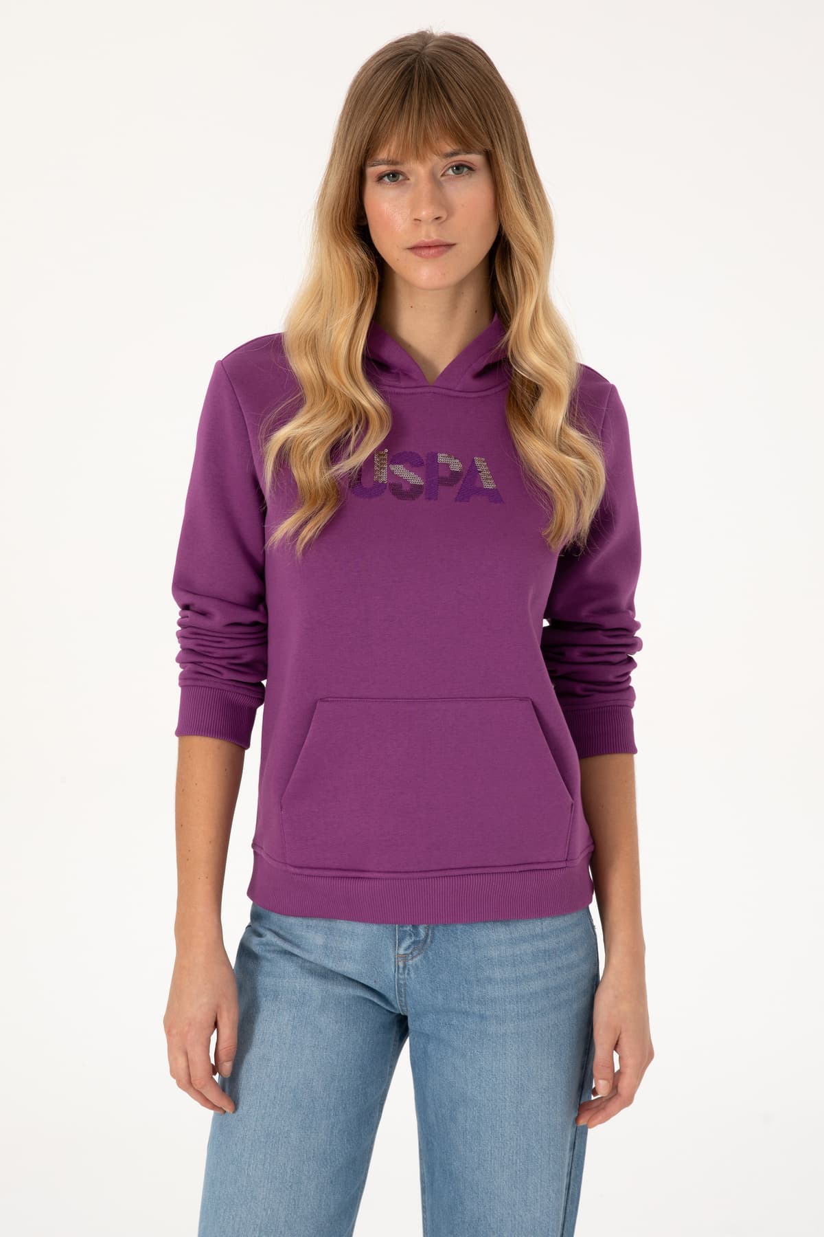 سویشرت زنانه U.S. Polo Assn. کاپشندار بنفش مدل 50307711-VR037 سویشرت زنانه U.S. Polo Assn. کاپشندار بنفش مدل 50307711-VR037