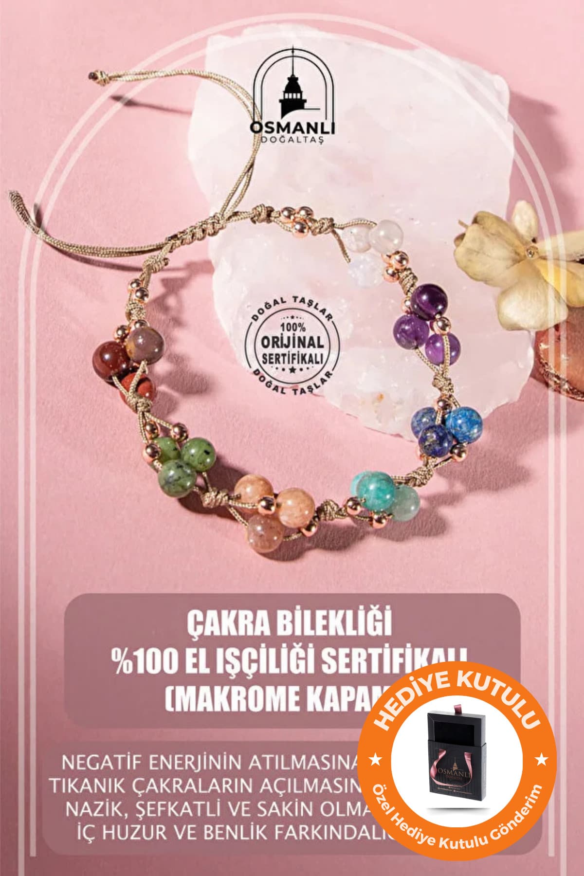 دستبند زنانه Osmanli Doğal Taş دستساز چاکرا روکش ماکرومه سنگ طبیعی دستبند زنانه Osmanli Doğal Taş دستساز چاکرا روکش ماکرومه سنگ طبیعی