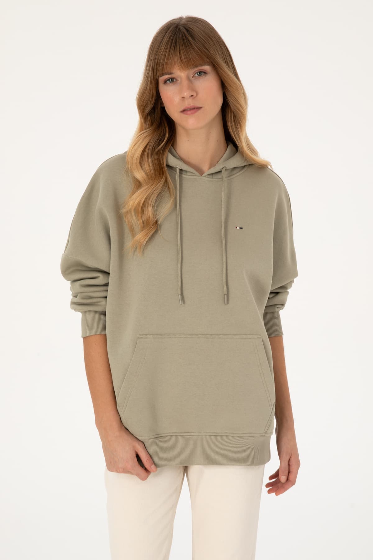 سویشرت زنانه U.S. Polo Assn. کلاهدار فلیس خاکی روشن مدل 50313567-VR183 سویشرت زنانه U.S. Polo Assn. کلاهدار فلیس خاکی روشن مدل 50313567-VR183