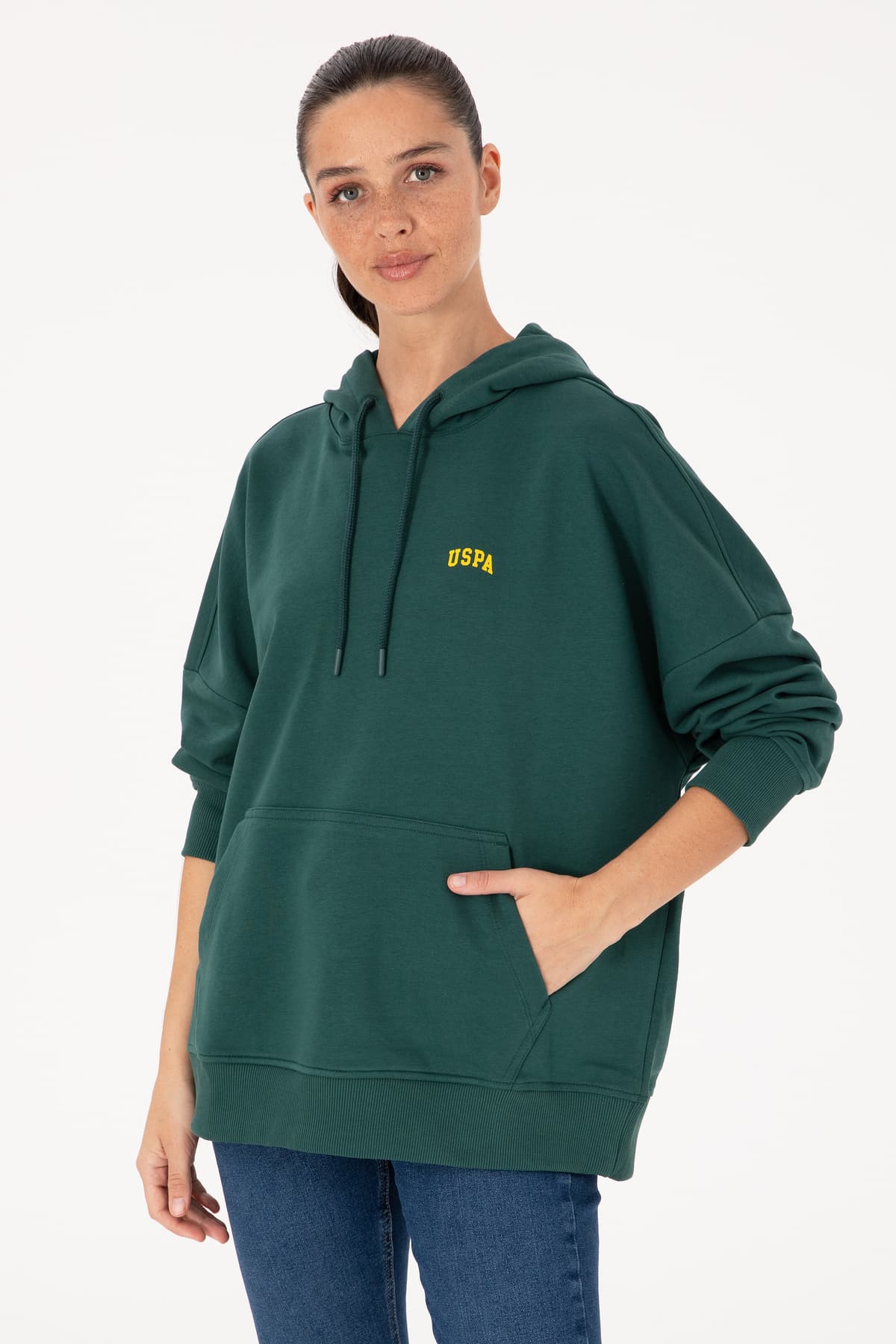 سویشرت زنانه U.S. Polo Assn. کاپوشندار بیسیک سبز تیره مدل 50297324-VR079 سویشرت زنانه U.S. Polo Assn. کاپوشندار بیسیک سبز تیره مدل 50297324-VR079