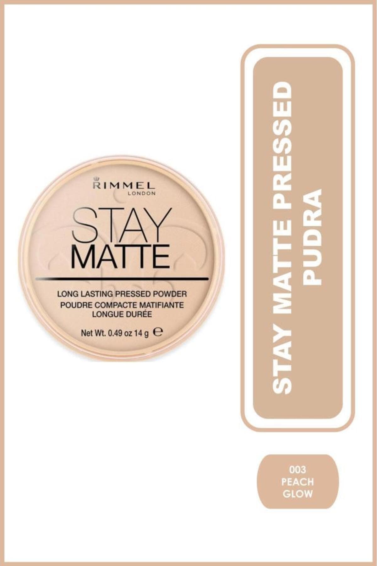 پودر فشرده Rimmel Stay Matte شماره 003 هلویی درخشان 14G پودر فشرده Rimmel Stay Matte شماره 003 هلویی درخشان 14G