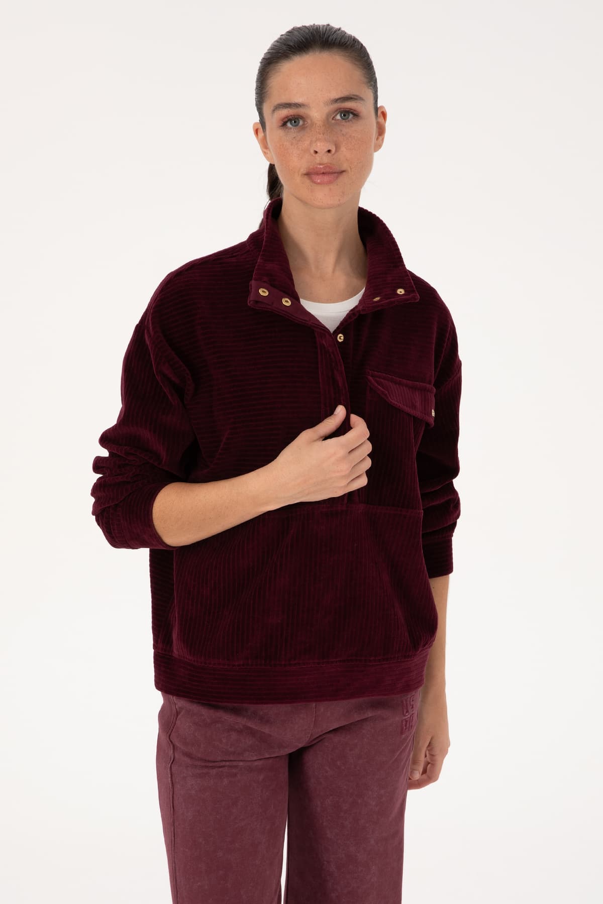 سوئیشرت زنانه U.S. Polo Assn. زرشکی مدل 50309459-VR177 سوئیشرت زنانه U.S. Polo Assn. زرشکی مدل 50309459-VR177