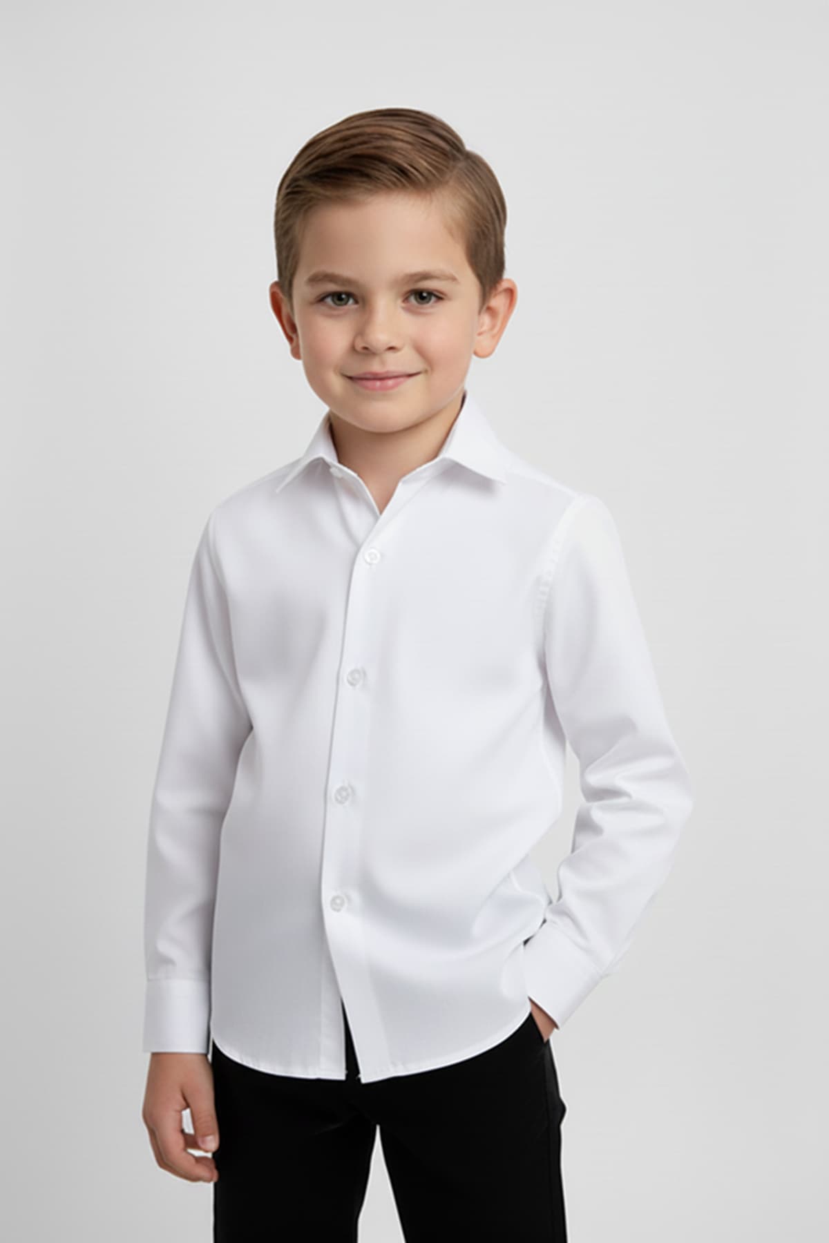 پیراهن سفید آستینبلند پسرانه Merdia Kids پیراهن سفید آستینبلند پسرانه Merdia Kids