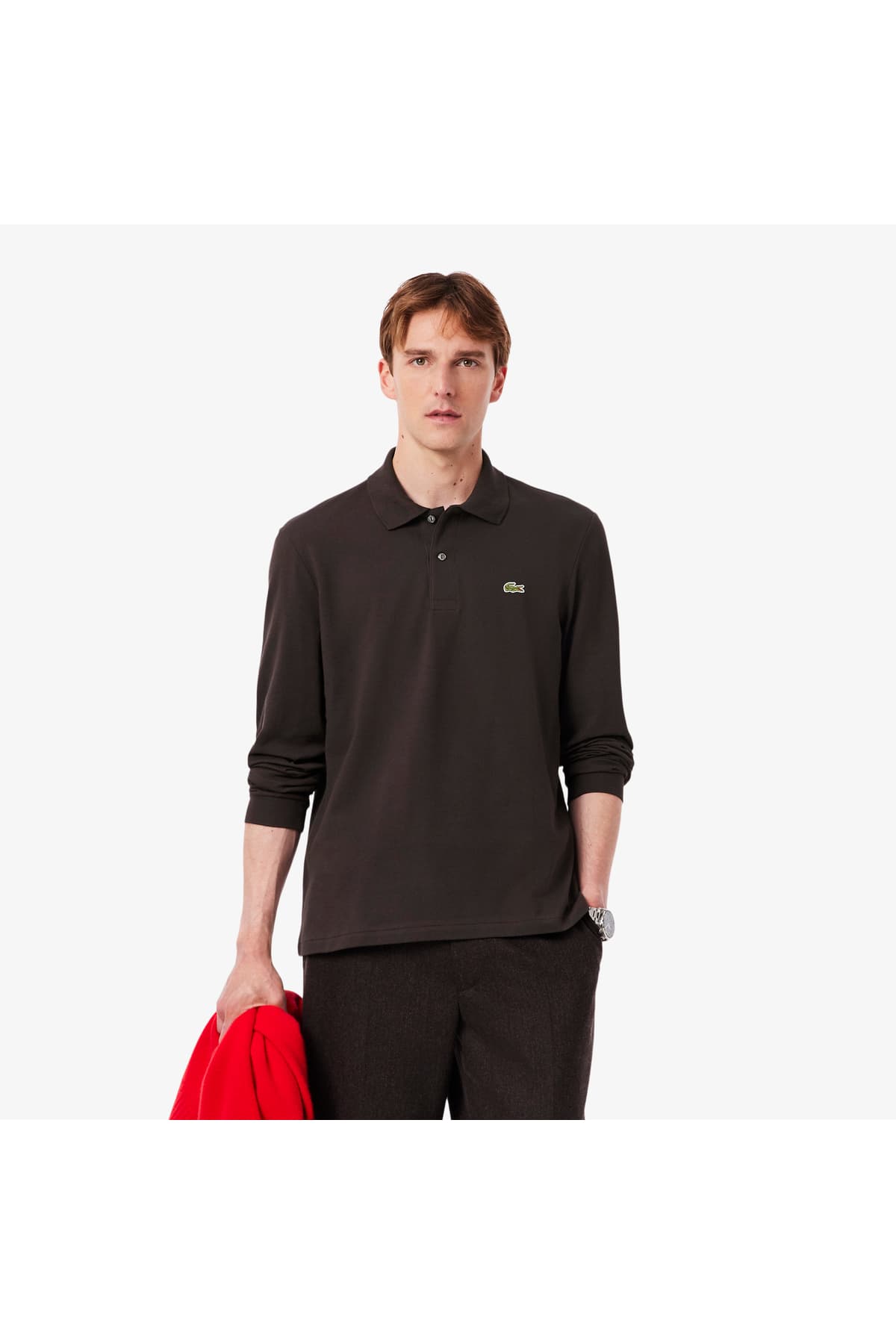 پولو مردانه Lacoste آستین بلند فیت کلاسیک قهوهای تیره مدل L.12.12 پولو مردانه Lacoste آستین بلند فیت کلاسیک قهوهای تیره مدل L.12.12