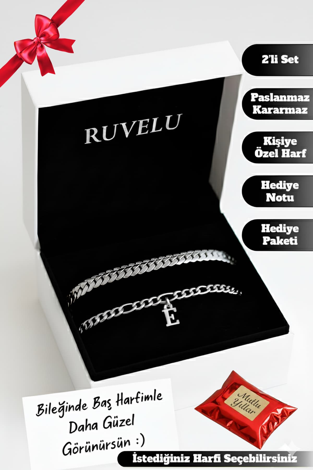 دستبند یونیسکس Ruvelu ست ۲ عددی حروفدار استیل ضدزنگ و ضدتیرگی دستبند یونیسکس Ruvelu ست ۲ عددی حروفدار استیل ضدزنگ و ضدتیرگی