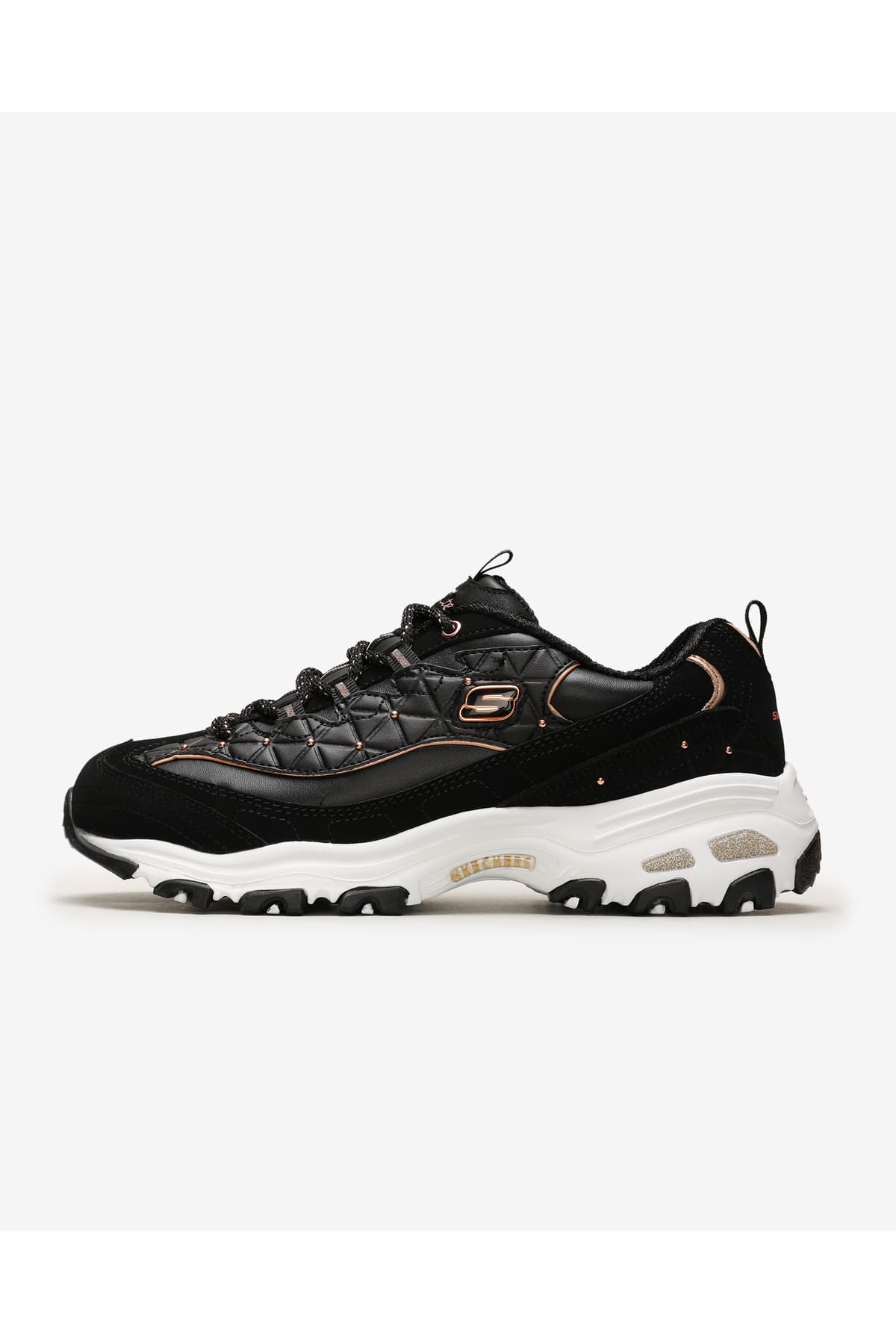 اسنیکر زنانه Skechers D'lites GLAMOUR FEELS مشکی صورتی طلایی مدل 13087 BKRG اسنیکر زنانه Skechers D'lites GLAMOUR FEELS مشکی صورتی طلایی مدل 13087 BKRG