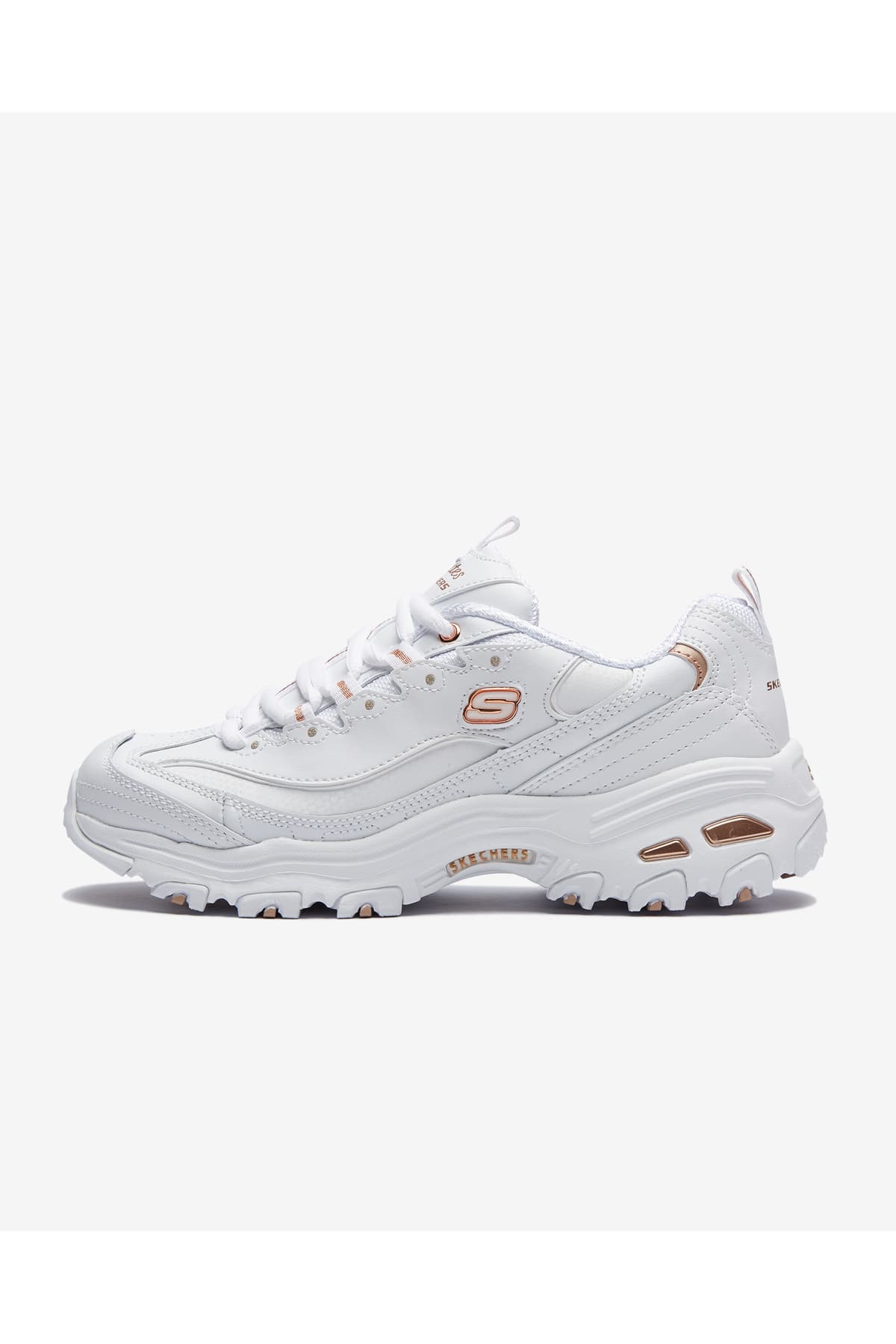 کفش اسنیکرز زنانه Skechers D'lites Biggest Fan سفید/صورتی/طلایی مدل 11931 WTRG کفش اسنیکرز زنانه Skechers D'lites Biggest Fan سفید/صورتی/طلایی مدل 11931 WTRG