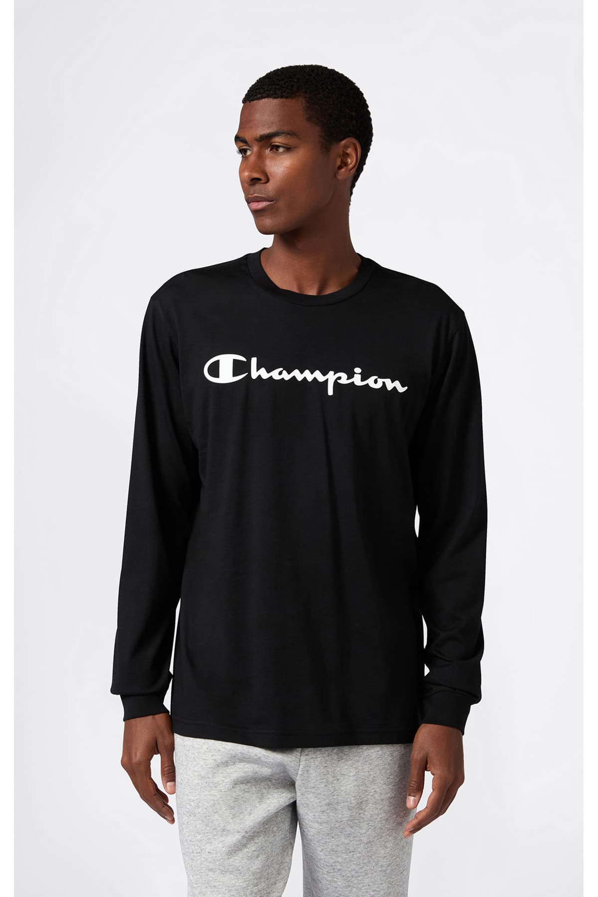 تیشرت مردانه Champion آستین بلند Script Shop سیاه مدل 221815-KK001 تیشرت مردانه Champion آستین بلند Script Shop سیاه مدل 221815-KK001