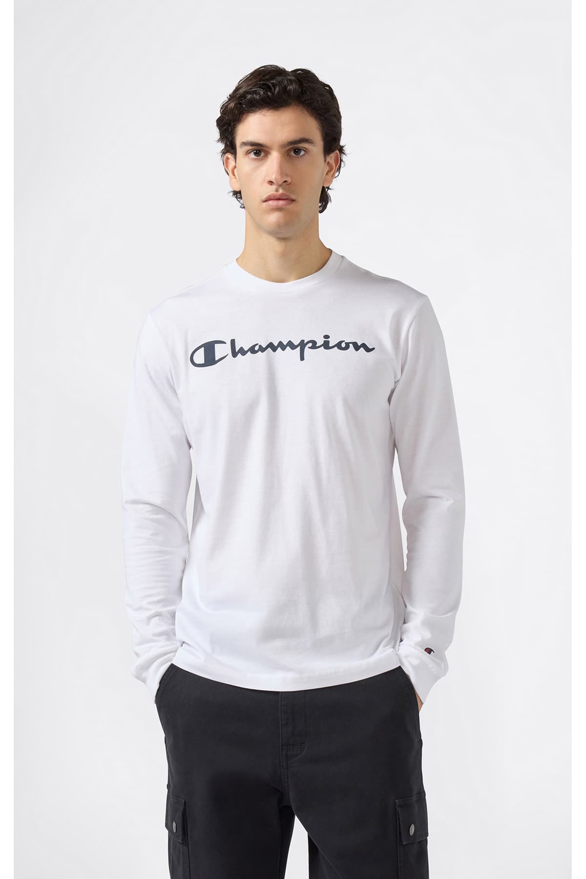 تیشرت آستین بلند مردانه Champion سفید Script Shop مدل 221815-WW001 تیشرت آستین بلند مردانه Champion سفید Script Shop مدل 221815-WW001
