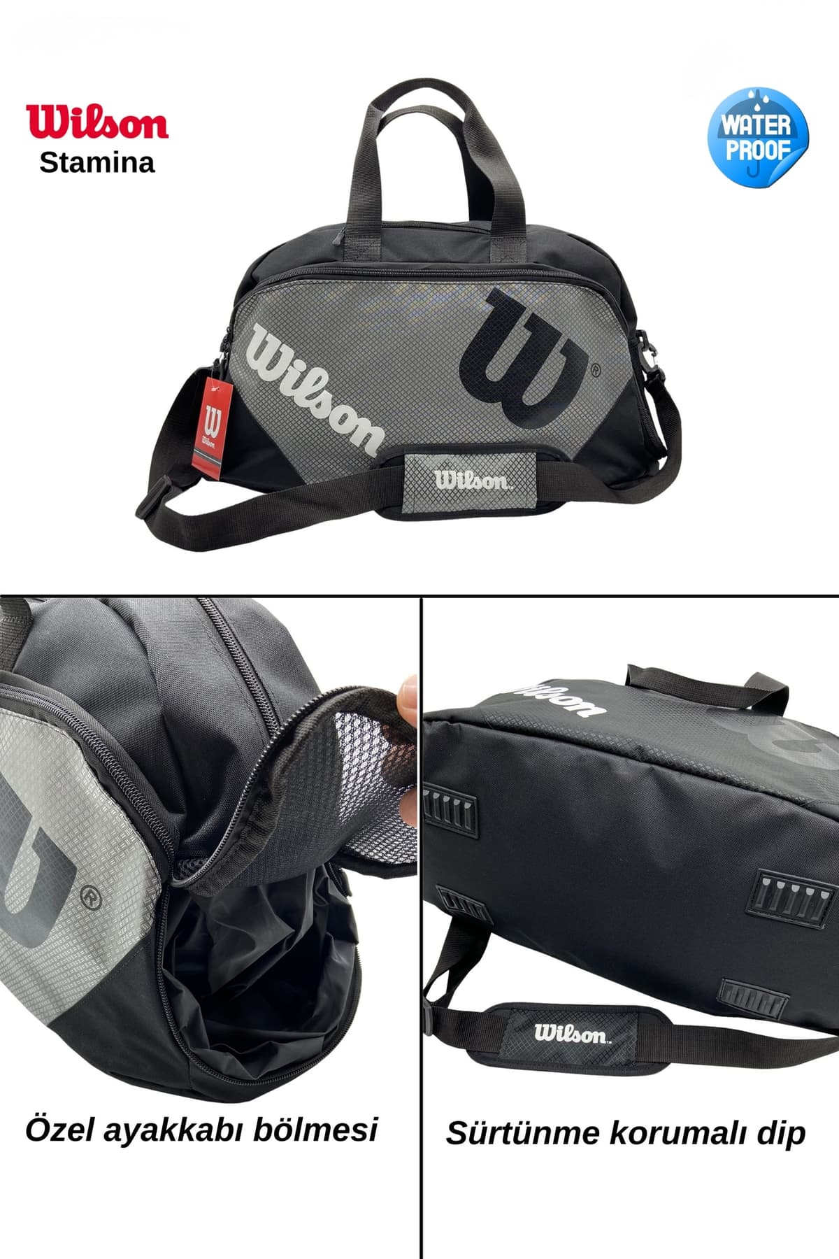 ساک سفری و ورزشی یونیسکس Wilson با محفظه کفش، چندجیب، طوسی، ضدآب و آسترکشی کامل ساک سفری و ورزشی یونیسکس Wilson با محفظه کفش، چندجیب، طوسی، ضدآب و آسترکشی کامل