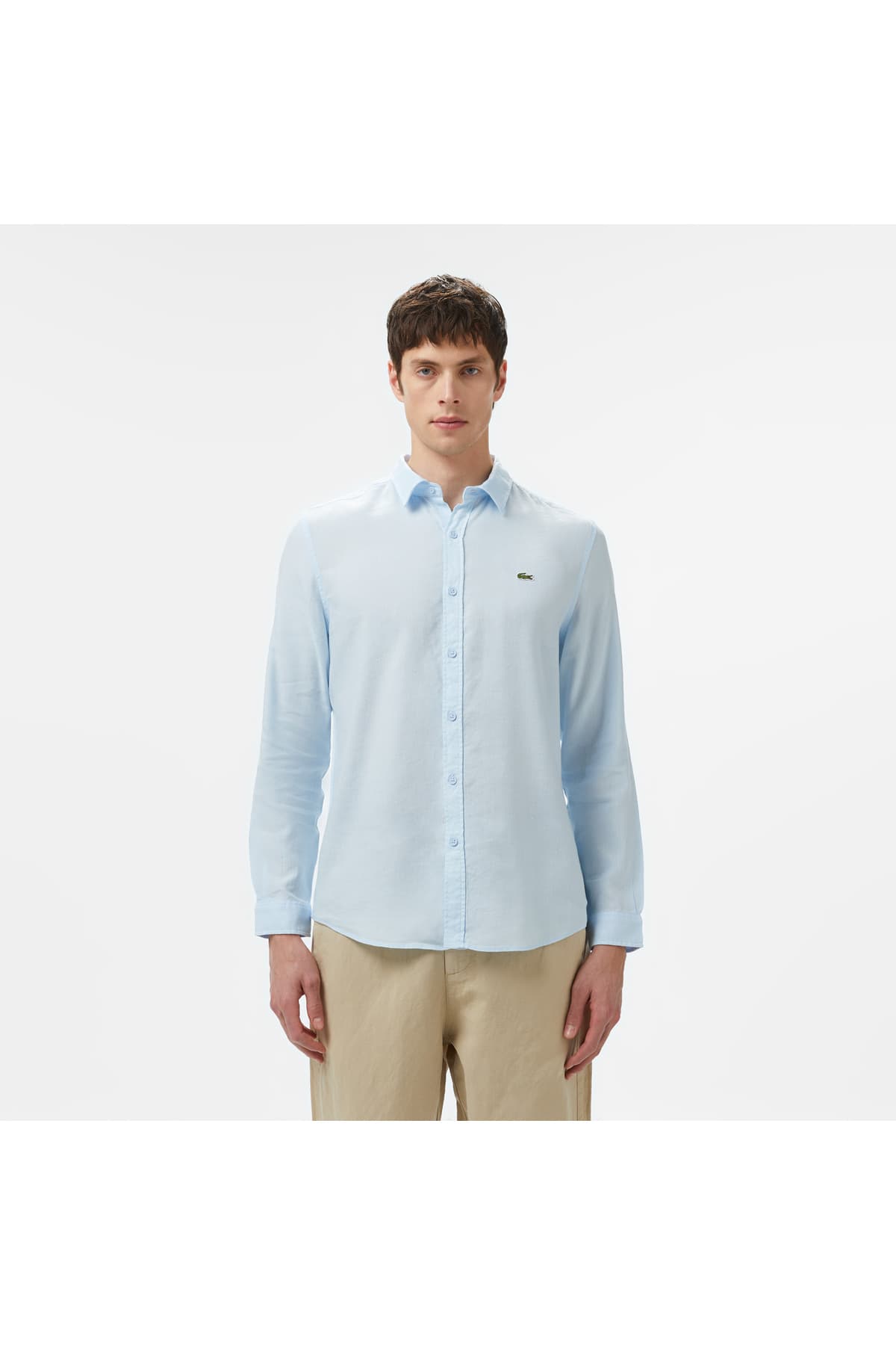 پیراهن کتانی سبز مردانه لاکاست مدل Regular Fit پیراهن کتانی سبز مردانه لاکاست مدل Regular Fit