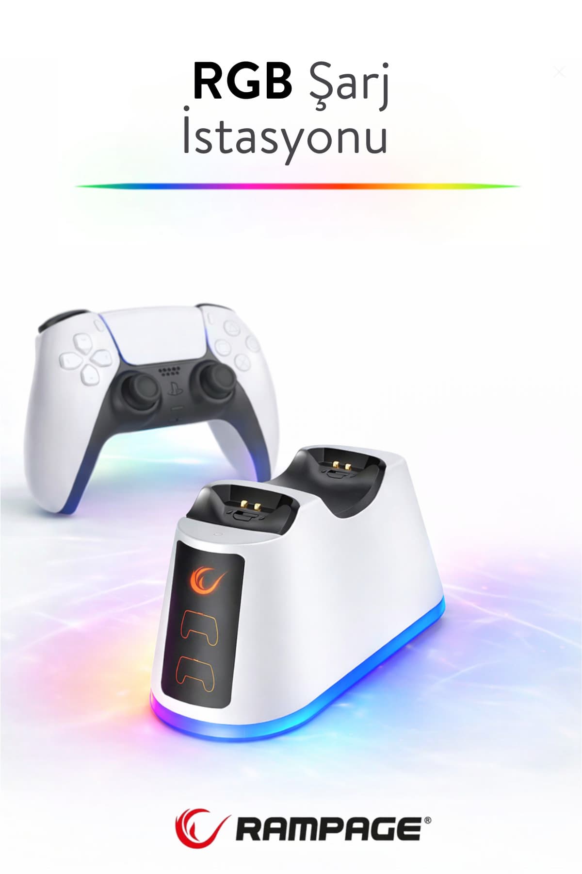 ایستگاه شارژ Playstation 5 Rampage با نورپردازی RGB و شارژ سریع مدل Rp-ps5 ایستگاه شارژ Playstation 5 Rampage با نورپردازی RGB و شارژ سریع مدل Rp-ps5