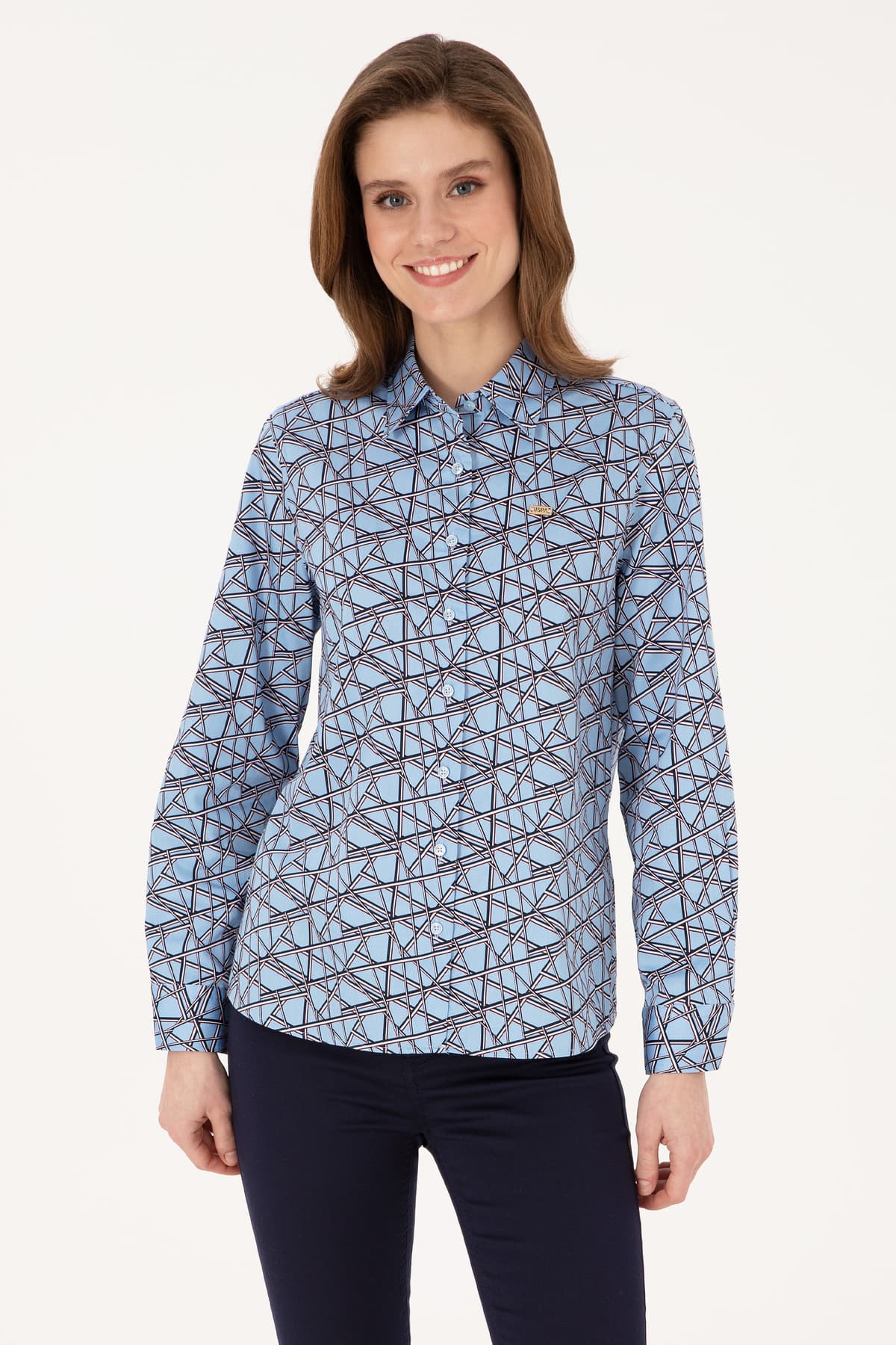 پیراهن زنانه آستینبلند U.S. Polo Assn. آبی روشن مدل 50316376-VR003 پیراهن زنانه آستینبلند U.S. Polo Assn. آبی روشن مدل 50316376-VR003