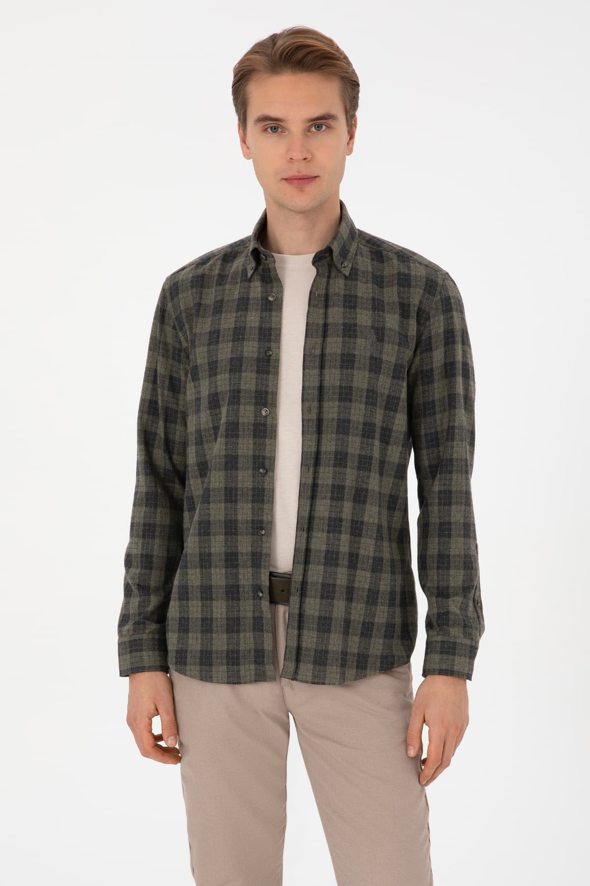 پیراهن مردانه آستینبلند U.S. Polo Assn. سبز خاکی روشن مدل 50308482-VR183 پیراهن مردانه آستینبلند U.S. Polo Assn. سبز خاکی روشن مدل 50308482-VR183