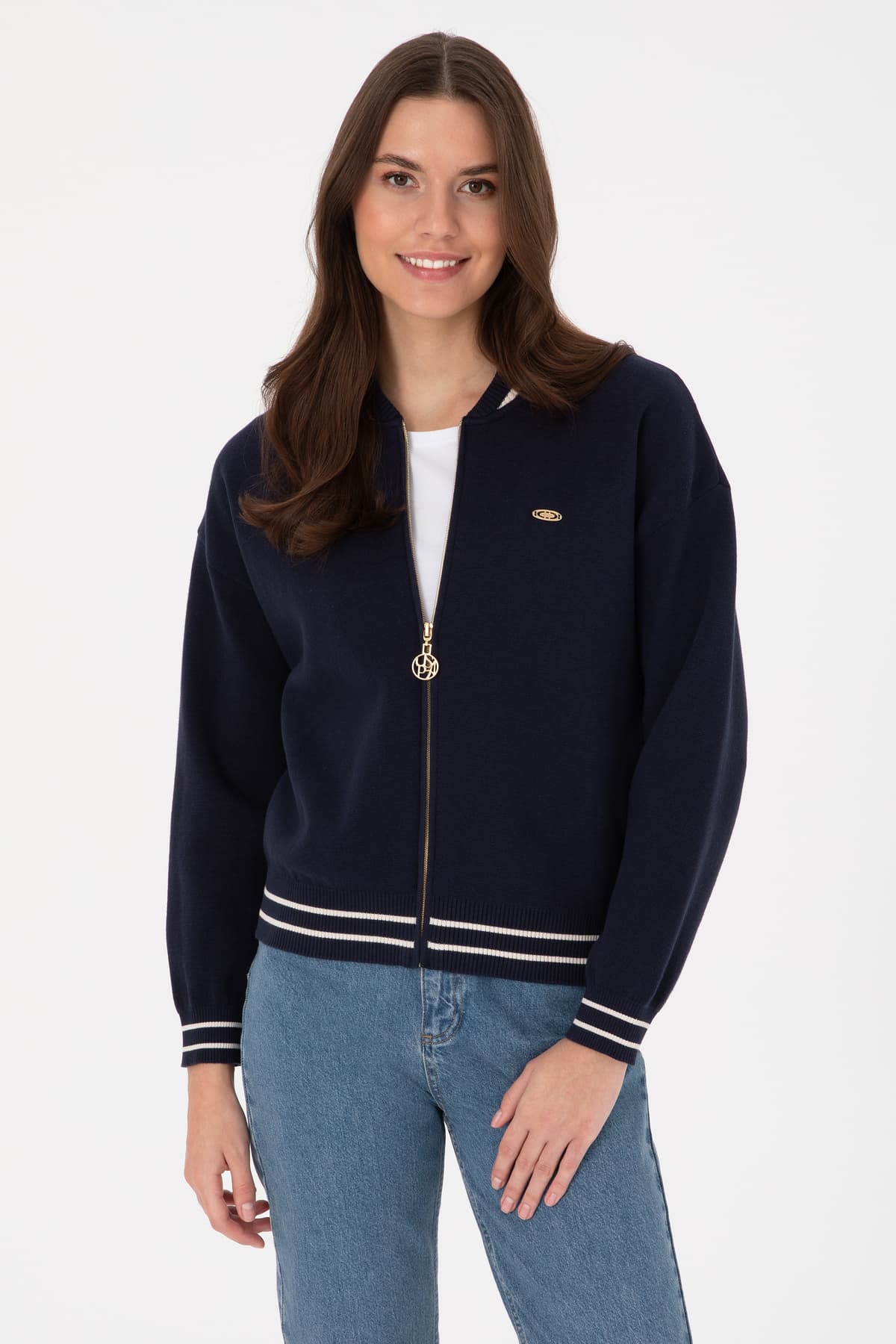 ژاکت بافت زنانه U.S. Polo Assn. یقه گرد زیپدار سرمهای مدل 50314650-VR033 ژاکت بافت زنانه U.S. Polo Assn. یقه گرد زیپدار سرمهای مدل 50314650-VR033
