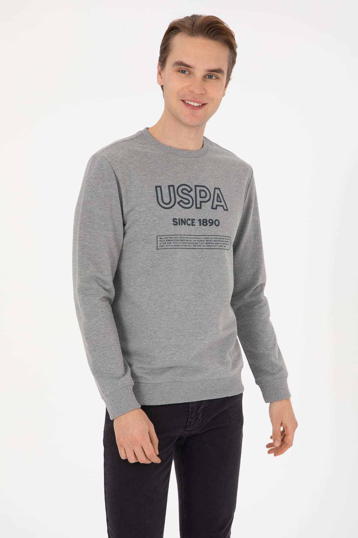 سوئیشرت مردانه U.S. Polo Assn. فیت معمولی یقه گرد خاکستری ملانژ مدل 50308693-VR086 سوئیشرت مردانه U.S. Polo Assn. فیت معمولی یقه گرد خاکستری ملانژ مدل 50308693-VR086