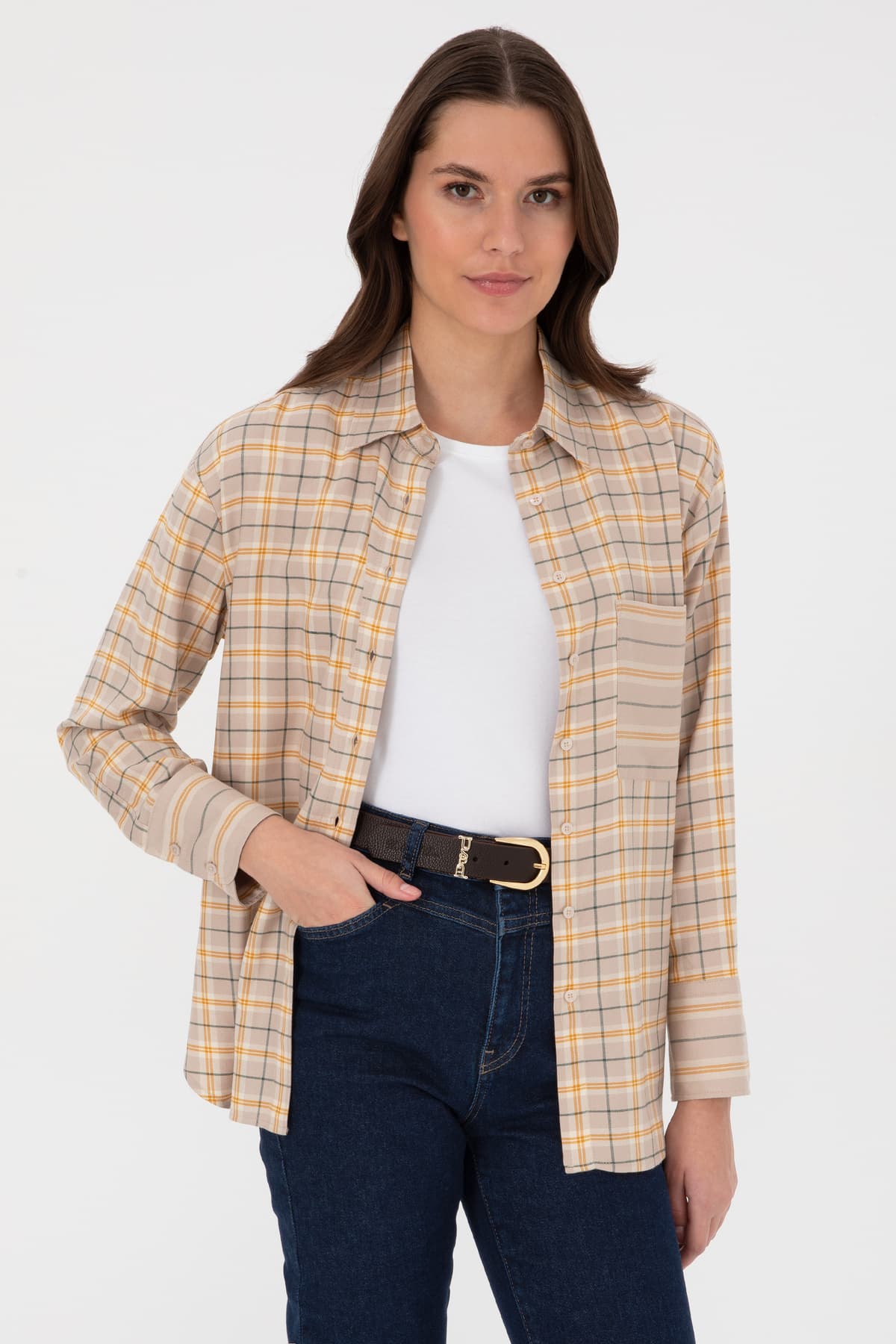 پیراهن زنانه U.S. Polo Assn. آستین بلند چهارخانه مدل 50316425-VR049 پیراهن زنانه U.S. Polo Assn. آستین بلند چهارخانه مدل 50316425-VR049