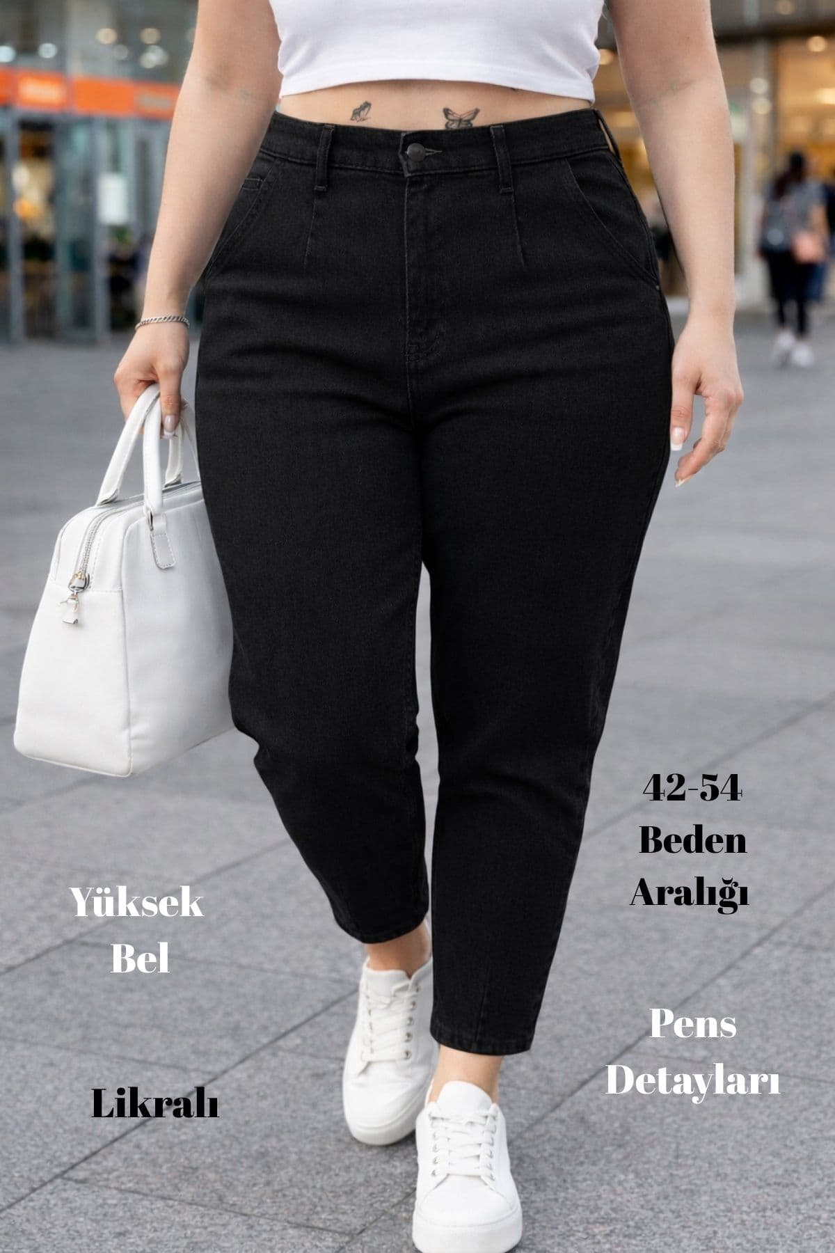شلوار جین CEDY DENIM مام فیت بزرگسایز کمر بلند مشکی مدل C600 شلوار جین CEDY DENIM مام فیت بزرگسایز کمر بلند مشکی مدل C600