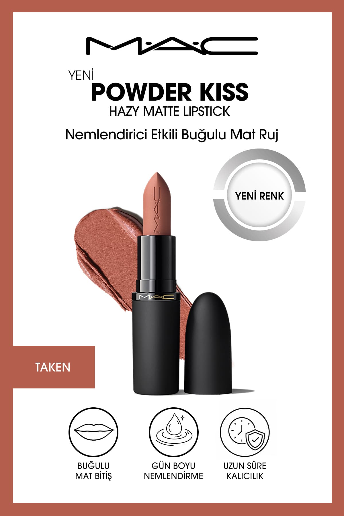 رژ لب Mac Powder Kiss Hazy Matte مرطوبکننده مدل Taken رژ لب Mac Powder Kiss Hazy Matte مرطوبکننده مدل Taken