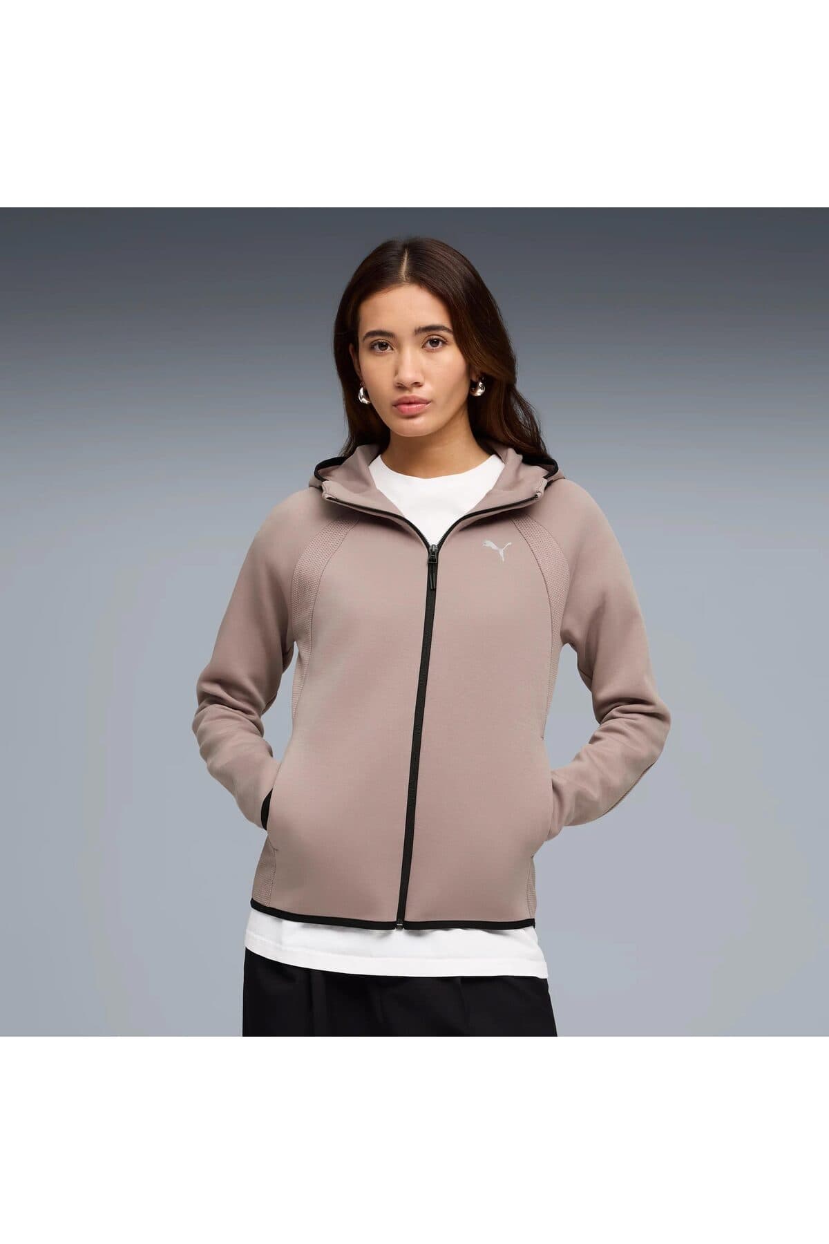 هودی زنانه Puma زیپدار Evostripe صورتی پودری مدل 691898 هودی زنانه Puma زیپدار Evostripe صورتی پودری مدل 691898