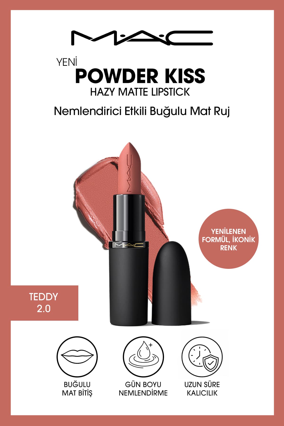 رژ لب Mac Powder Kiss Hazy Matte مرطوبکننده مهآلود مدل Teddy 2.0 رژ لب Mac Powder Kiss Hazy Matte مرطوبکننده مهآلود مدل Teddy 2.0