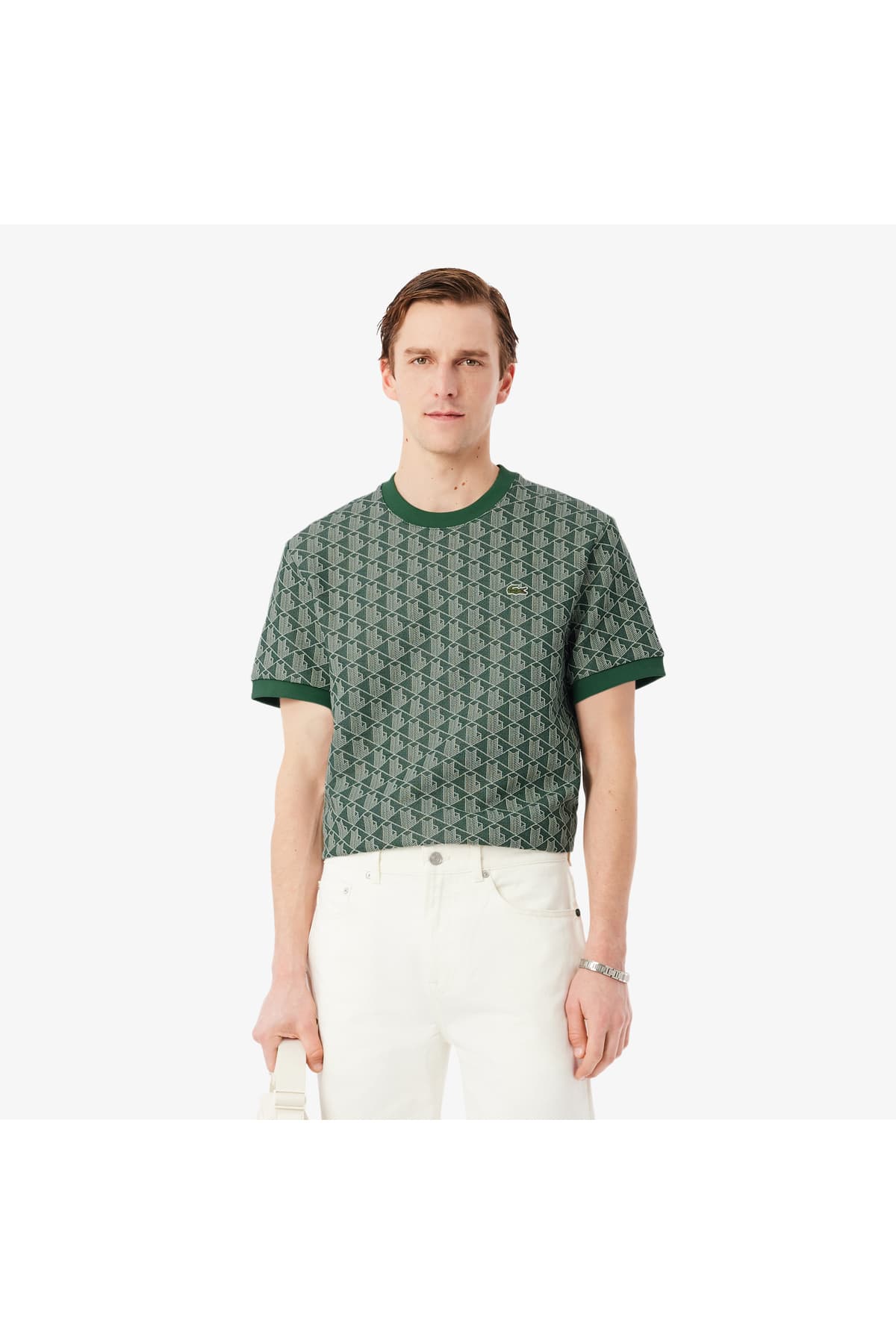 تیشرت مردانه Lacoste یقه گرد فیت کلاسیک مونوگرام سبز تیره تیشرت مردانه Lacoste یقه گرد فیت کلاسیک مونوگرام سبز تیره