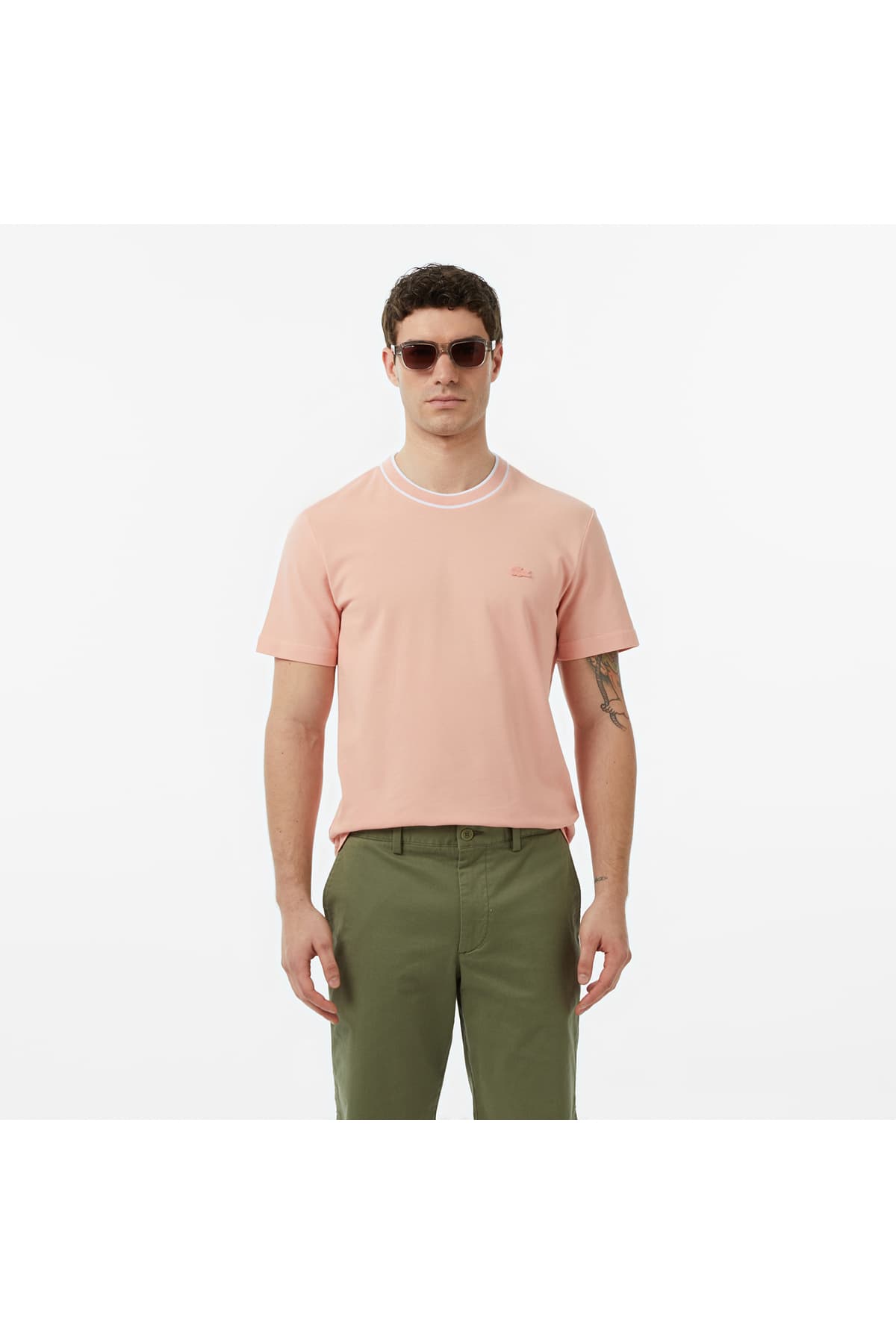 تیشرت مردانه Lacoste یقهگرد فیت معمولی صورتی تیشرت مردانه Lacoste یقهگرد فیت معمولی صورتی