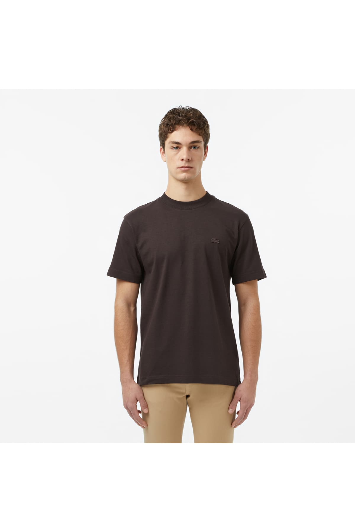 تیشرت مردانه Lacoste یقه گرد فیت آزاد قهوهای تیشرت مردانه Lacoste یقه گرد فیت آزاد قهوهای
