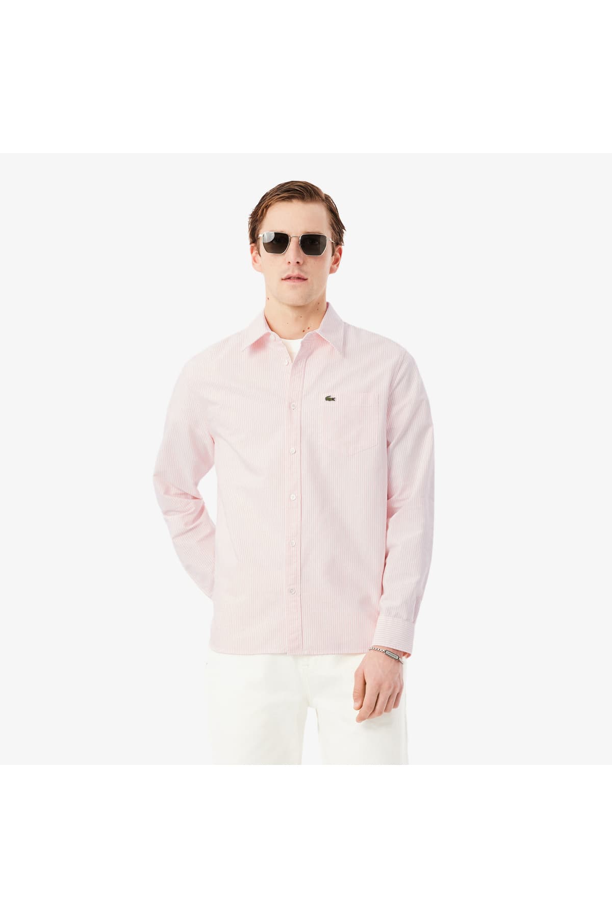 پیراهن مردانه Lacoste فیت معمولی راهراه صورتی پیراهن مردانه Lacoste فیت معمولی راهراه صورتی