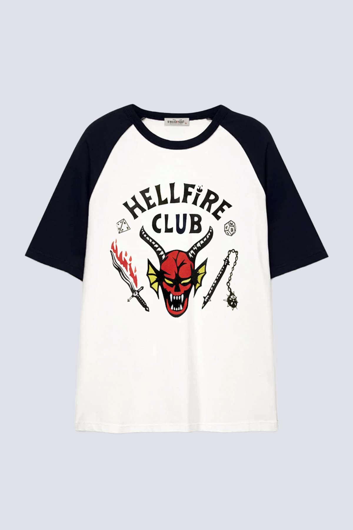تیشرت مردانه Tişört Mania یقه گرد آستین کوتاه رگلان سفید با طرح Stranger Things Hell Fire تیشرت مردانه Tişört Mania یقه گرد آستین کوتاه رگلان سفید با طرح Stranger Things Hell Fire