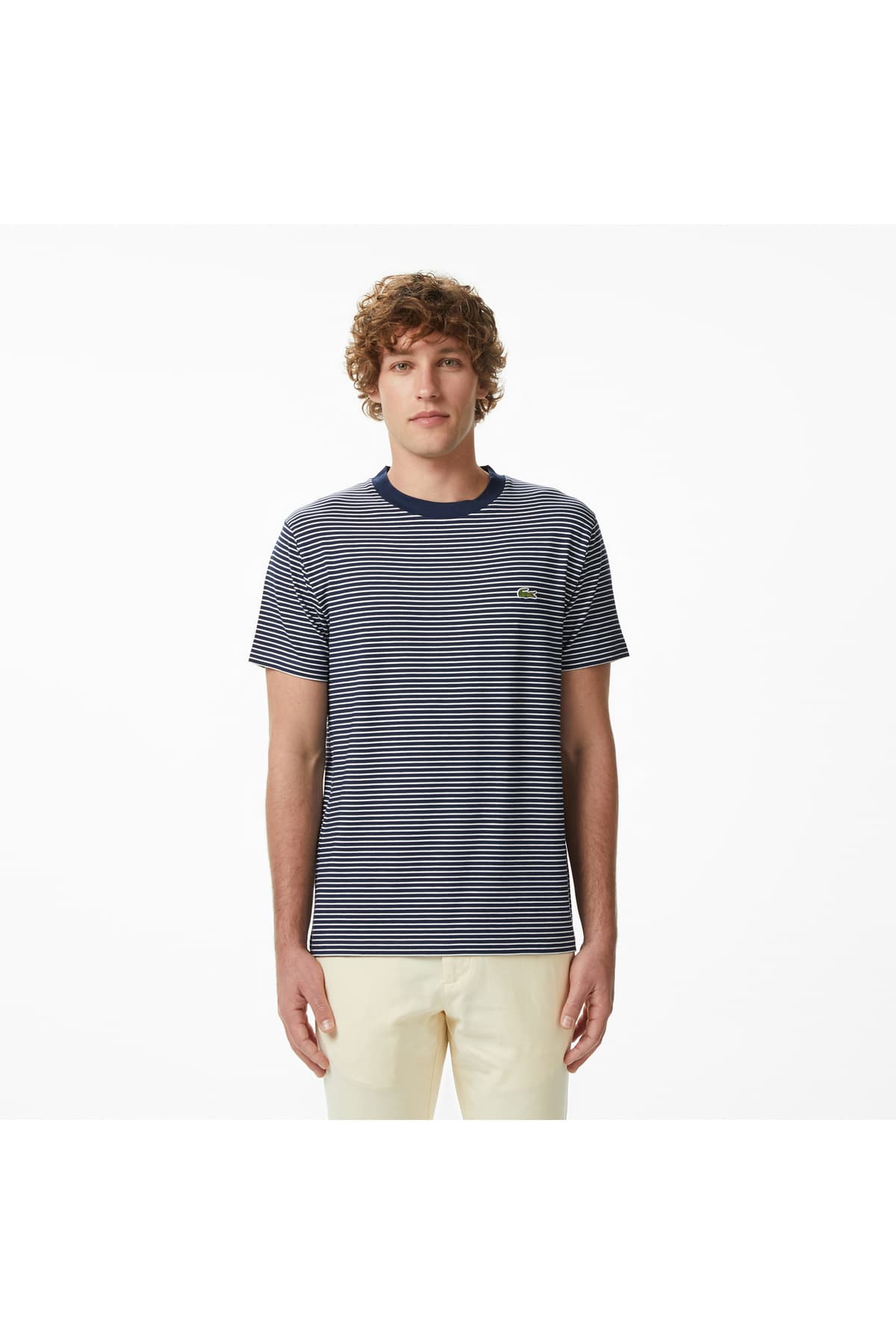 تیشرت مردانه Lacoste فیت معمولی یقه گرد راهراه سرمهای تیشرت مردانه Lacoste فیت معمولی یقه گرد راهراه سرمهای