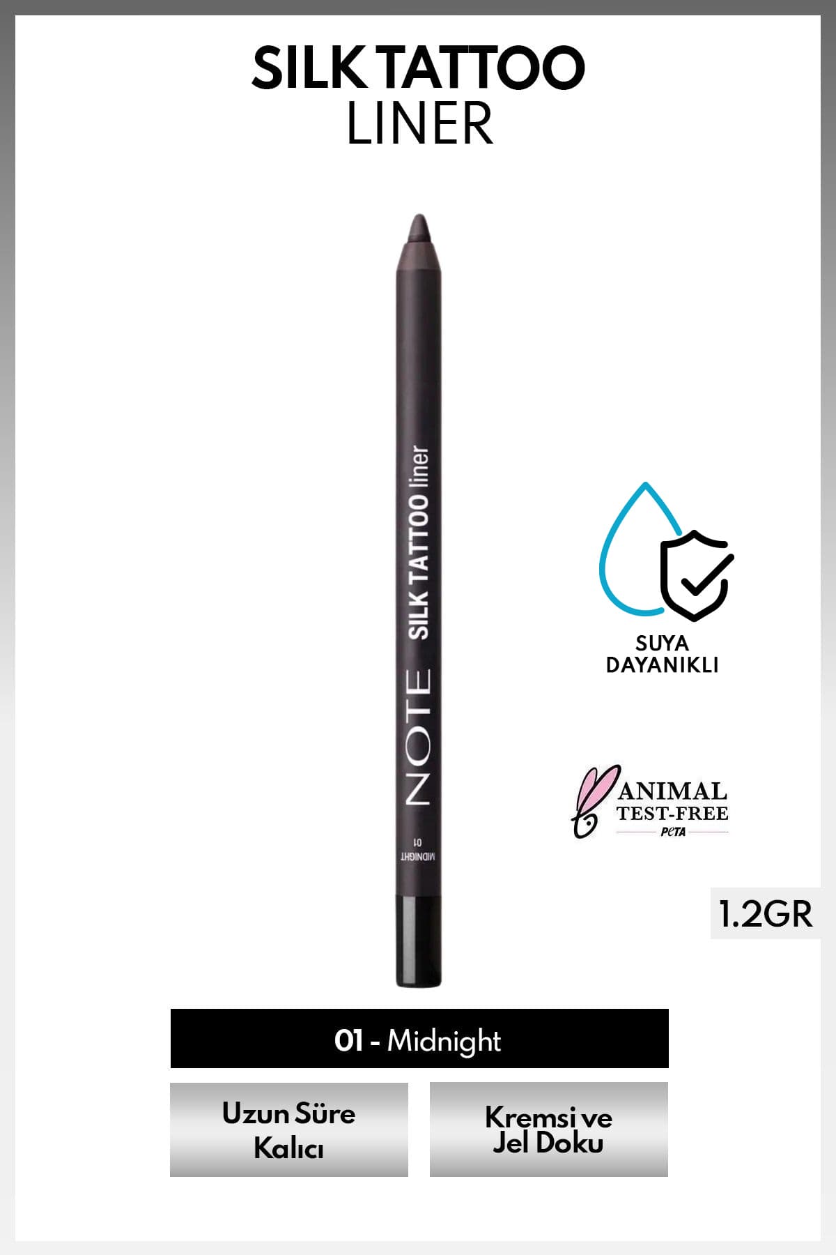 خط چشم ژلی Note Cosmetics Silk Tattoo Liner ضدآب ابریشمی مشکی مات مدل 01 Midnight خط چشم ژلی Note Cosmetics Silk Tattoo Liner ضدآب ابریشمی مشکی مات مدل 01 Midnight