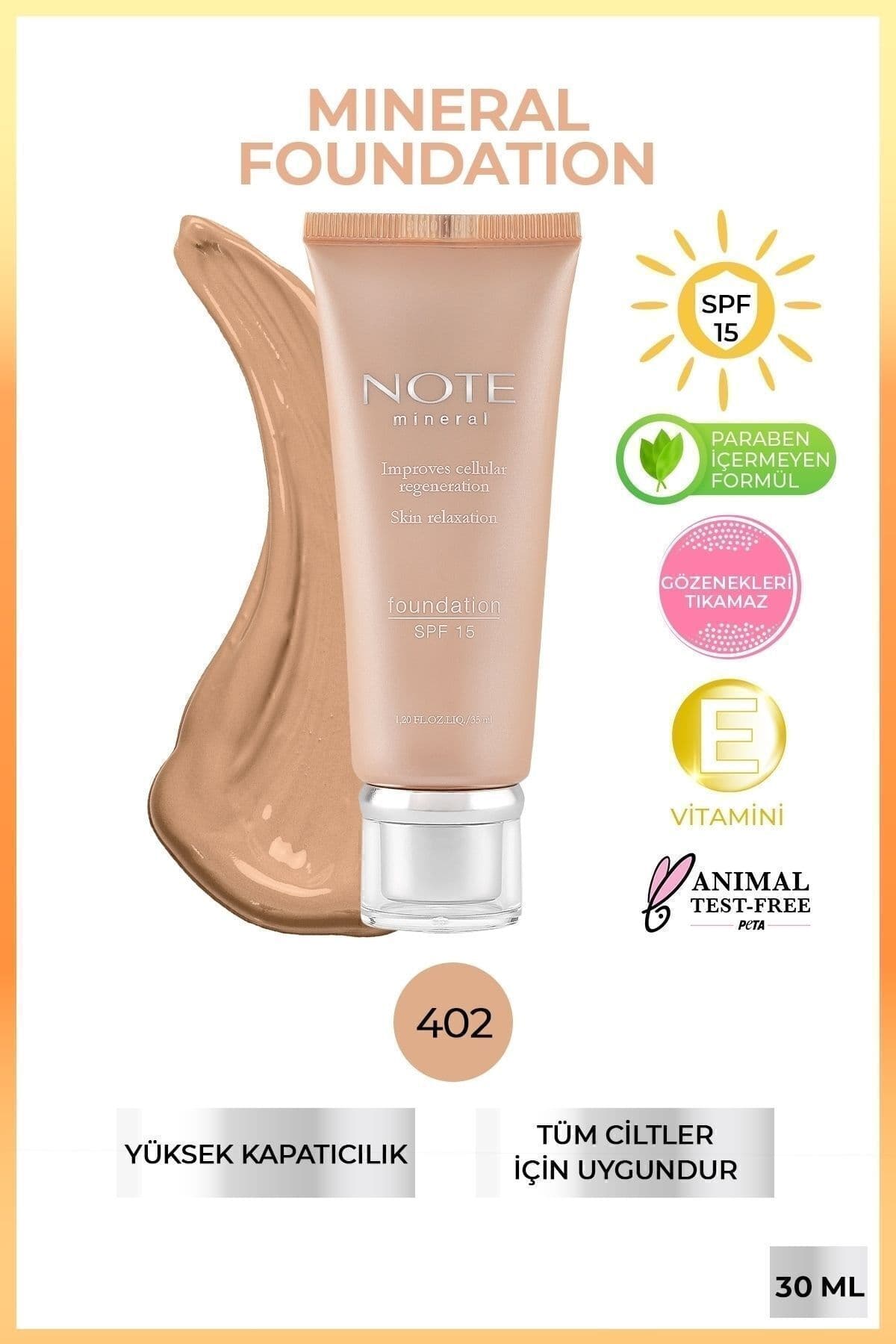 فوندتن Note Cosmetics مینرال SPF 15 ساتن مدل 402 متوسط روشن فوندتن Note Cosmetics مینرال SPF 15 ساتن مدل 402 متوسط روشن