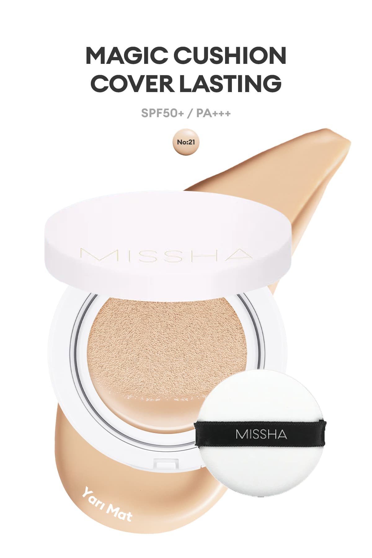 کوشنفاندیشن نیمهمات و بادوام Missha Magic Cushion Cover Lasting با SPF50+/PA+++ شماره 21 کوشنفاندیشن نیمهمات و بادوام Missha Magic Cushion Cover Lasting با SPF50+/PA+++ شماره 21