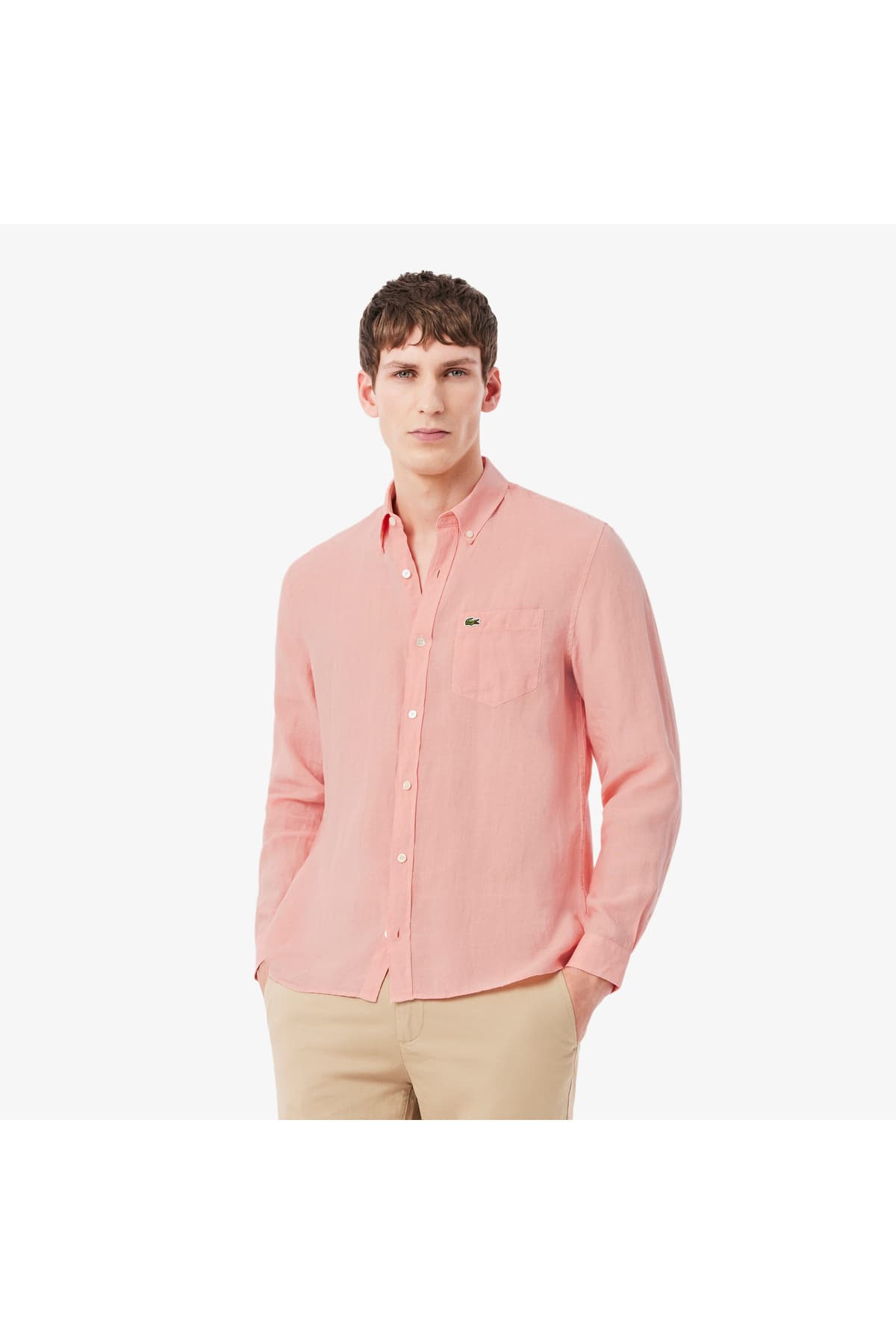 پیراهن کتانی هاکی مردانه با یقه دکمهدار Lacoste پیراهن کتانی هاکی مردانه با یقه دکمهدار Lacoste