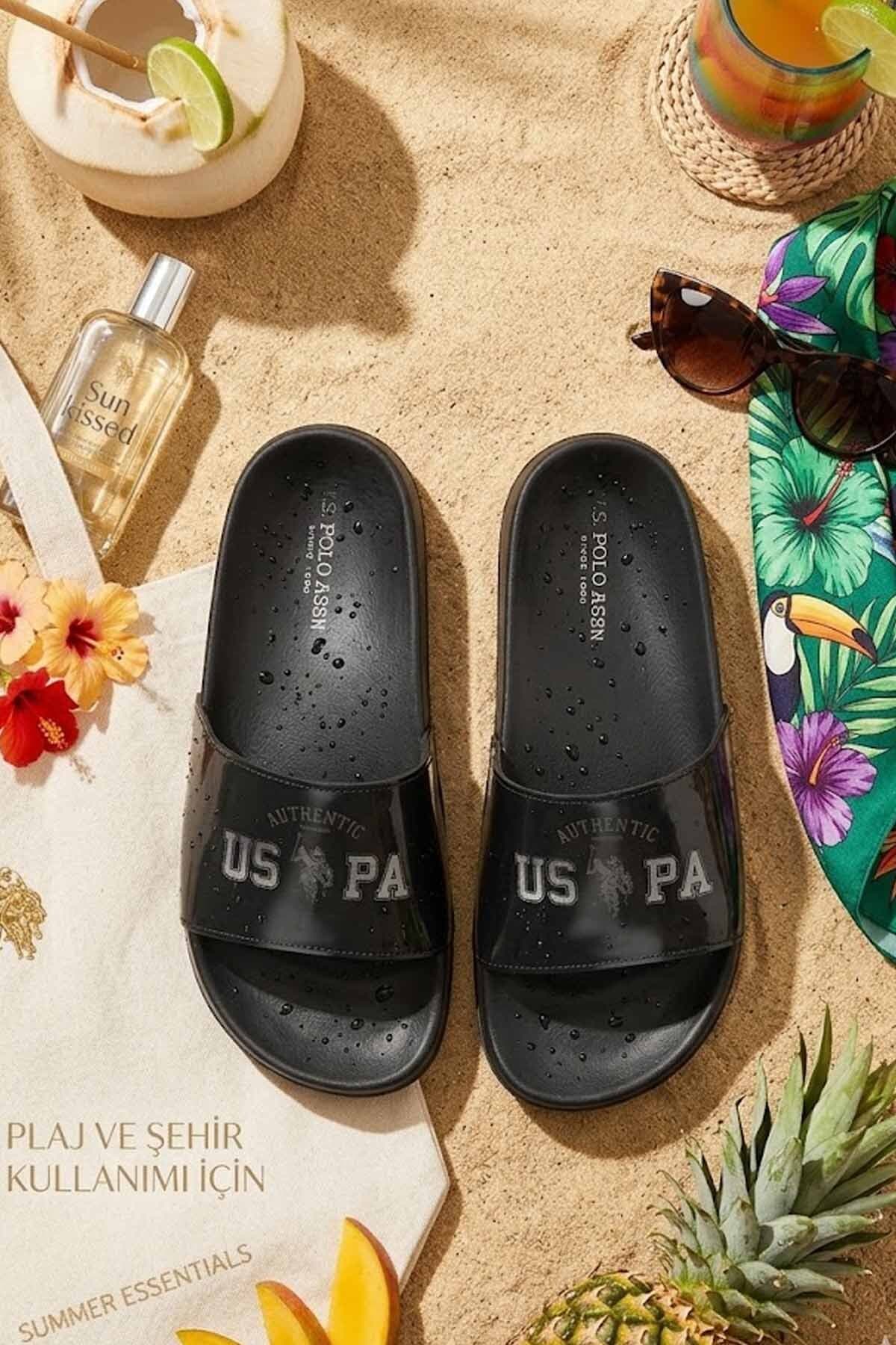 دمپایی زنانه U.S. Polo Assn. مشکی مناسب استفاده در ساحل و شهر دمپایی زنانه U.S. Polo Assn. مشکی مناسب استفاده در ساحل و شهر