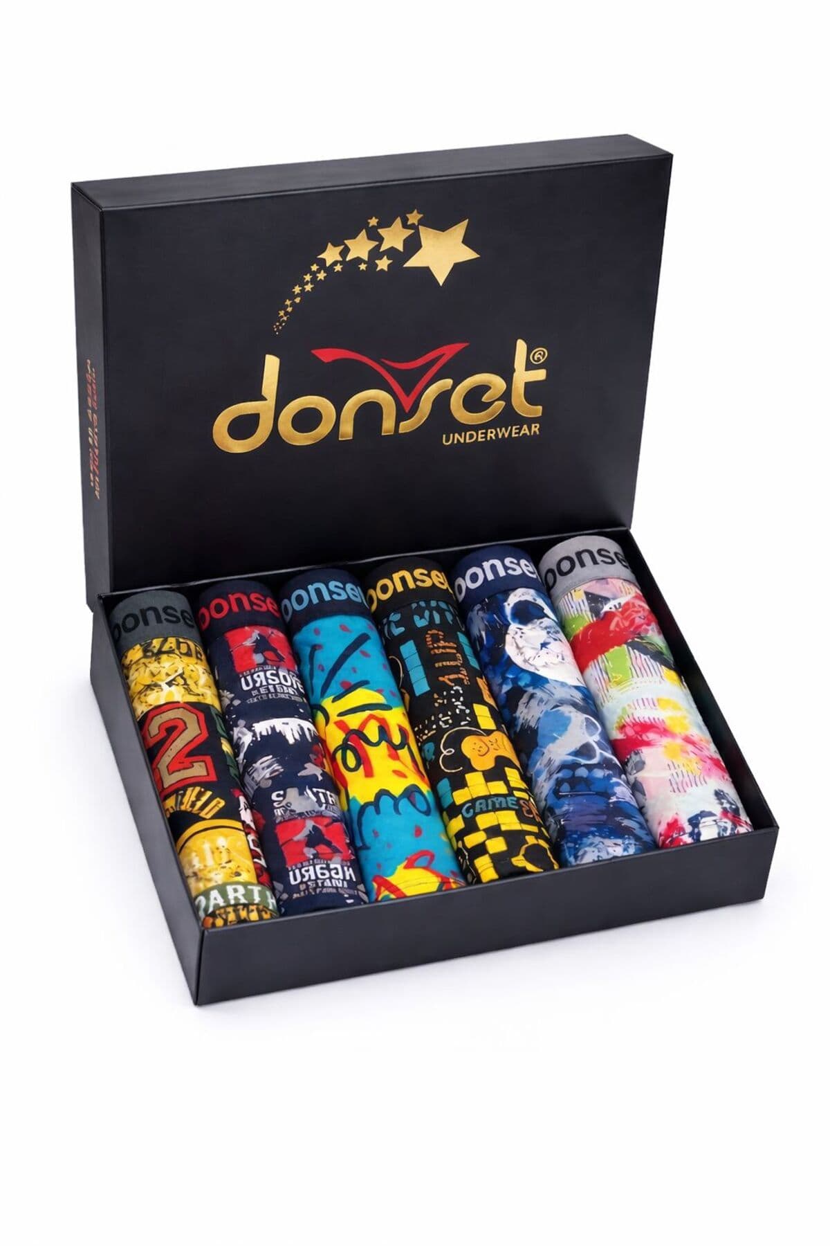 شورت باکسر مردانه طرحدار donset بسته ۶ عددی با جعبه ویژه شورت باکسر مردانه طرحدار donset بسته ۶ عددی با جعبه ویژه