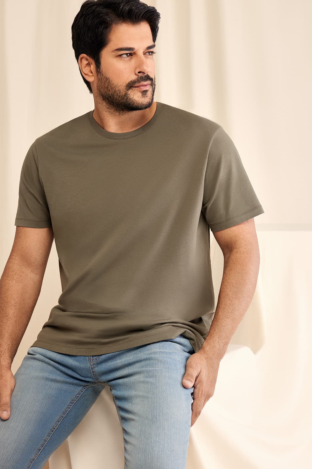 تیشرت مردانه/یونیسکس AC&Co / Altınyıldız Classics خاکی ۱۰۰٪ پنبه فیت اسلیم یقه گرد ساده تیشرت مردانه/یونیسکس AC&Co / Altınyıldız Classics خاکی ۱۰۰٪ پنبه فیت اسلیم یقه گرد ساده