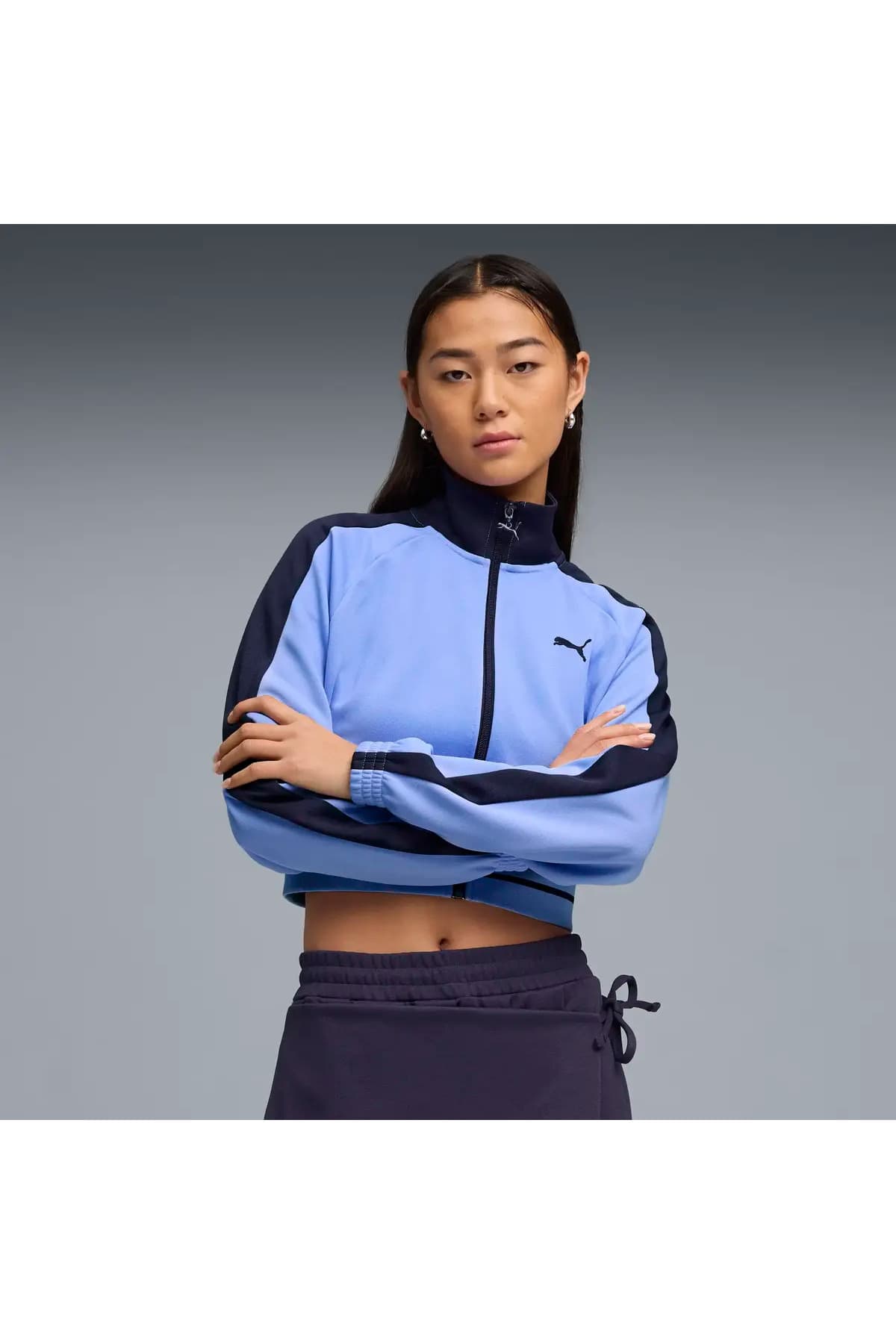 ژاکت زنانه Puma کراپ پیکه آبی مدل T7 ژاکت زنانه Puma کراپ پیکه آبی مدل T7