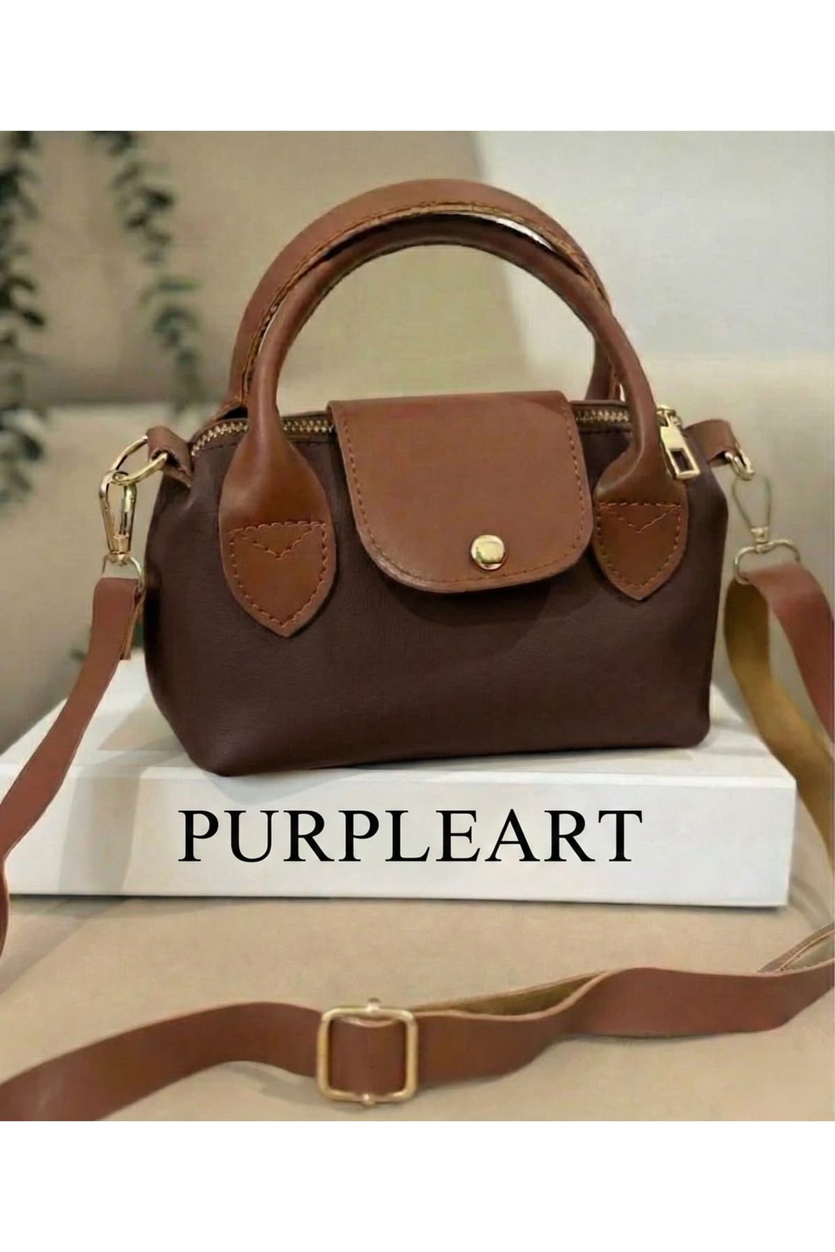 کیف دوشی و کراسبادی زنانه PurpleART دورنگ قهوهای و تابا مینیمال کیف دوشی و کراسبادی زنانه PurpleART دورنگ قهوهای و تابا مینیمال