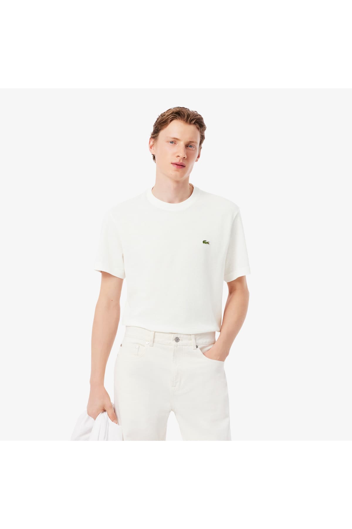 تیشرت مردانه Lacoste یقه گرد فیت کلاسیک سفید تیشرت مردانه Lacoste یقه گرد فیت کلاسیک سفید