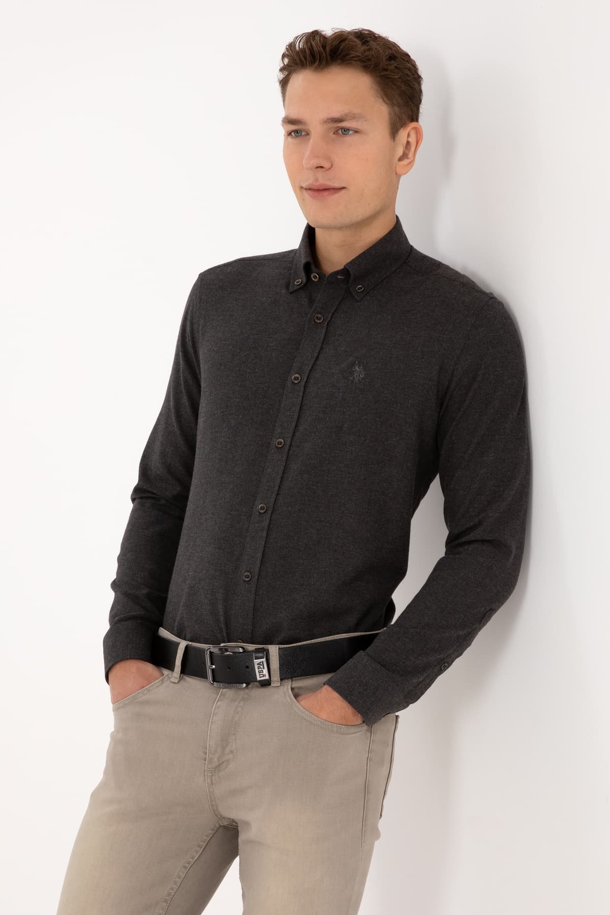 پیراهن مردانه U.S. Polo Assn. خاکی آستینبلند ساده مدل 50316721-VR027 پیراهن مردانه U.S. Polo Assn. خاکی آستینبلند ساده مدل 50316721-VR027