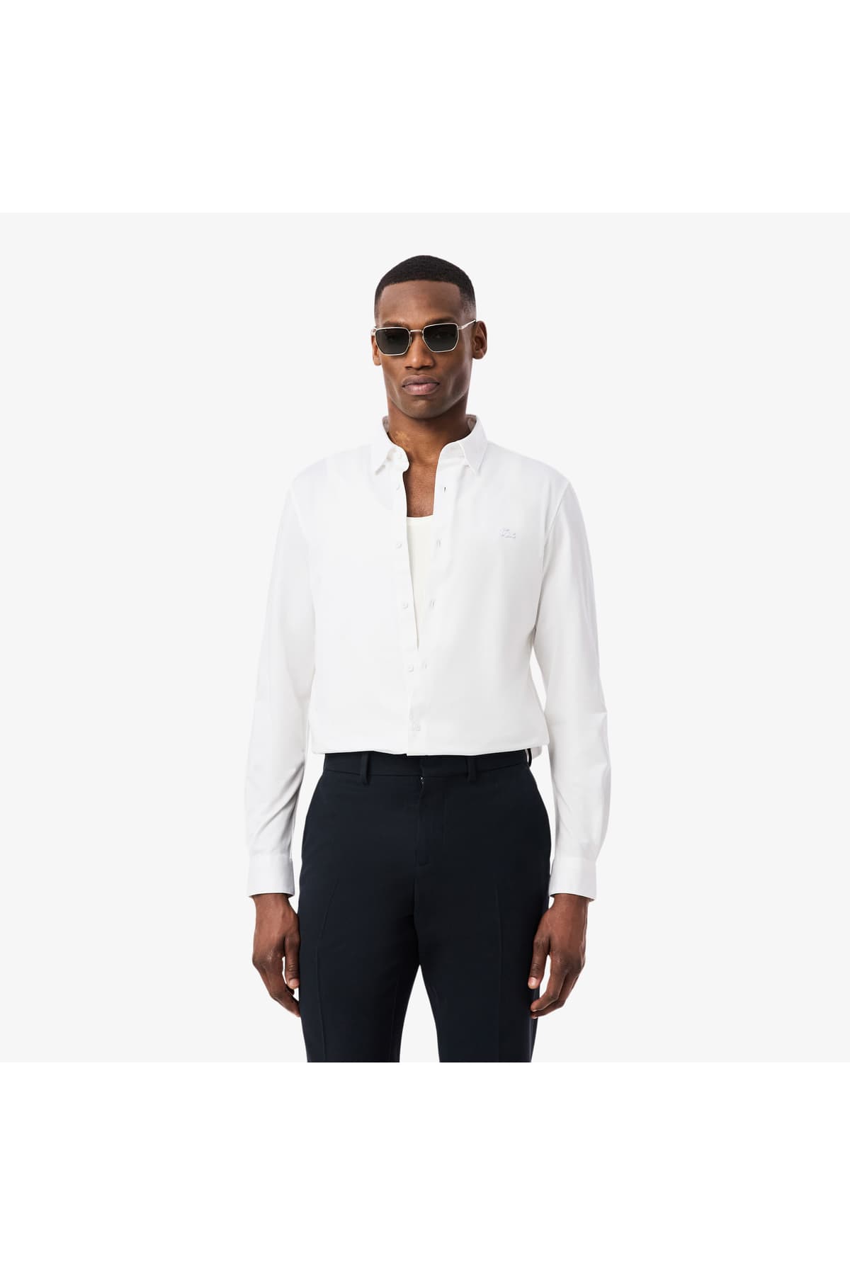 پیراهن مردانه Lacoste سفید فیت اسلیم پیراهن مردانه Lacoste سفید فیت اسلیم