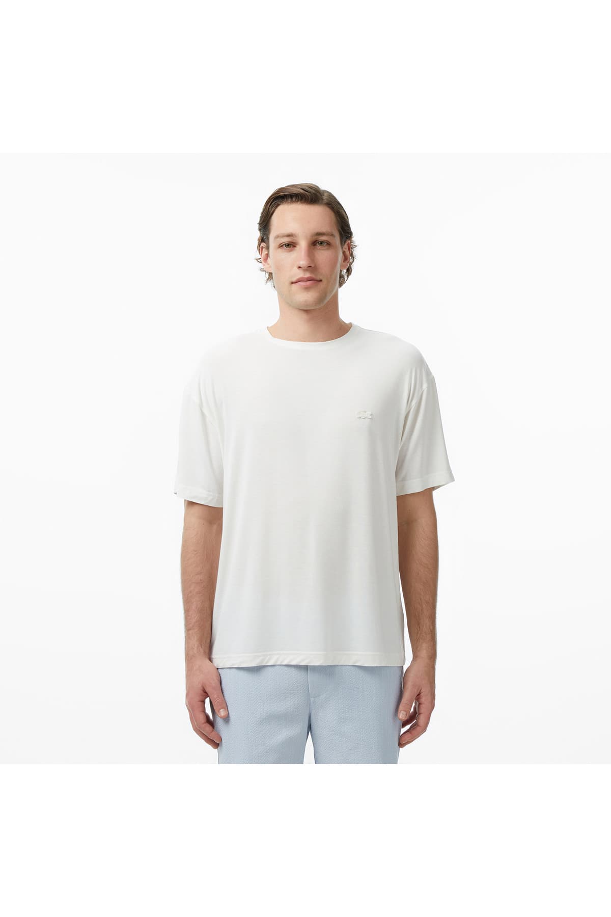 تیشرت مردانه Lacoste فیت ریلکس یقه گرد سفید تیشرت مردانه Lacoste فیت ریلکس یقه گرد سفید