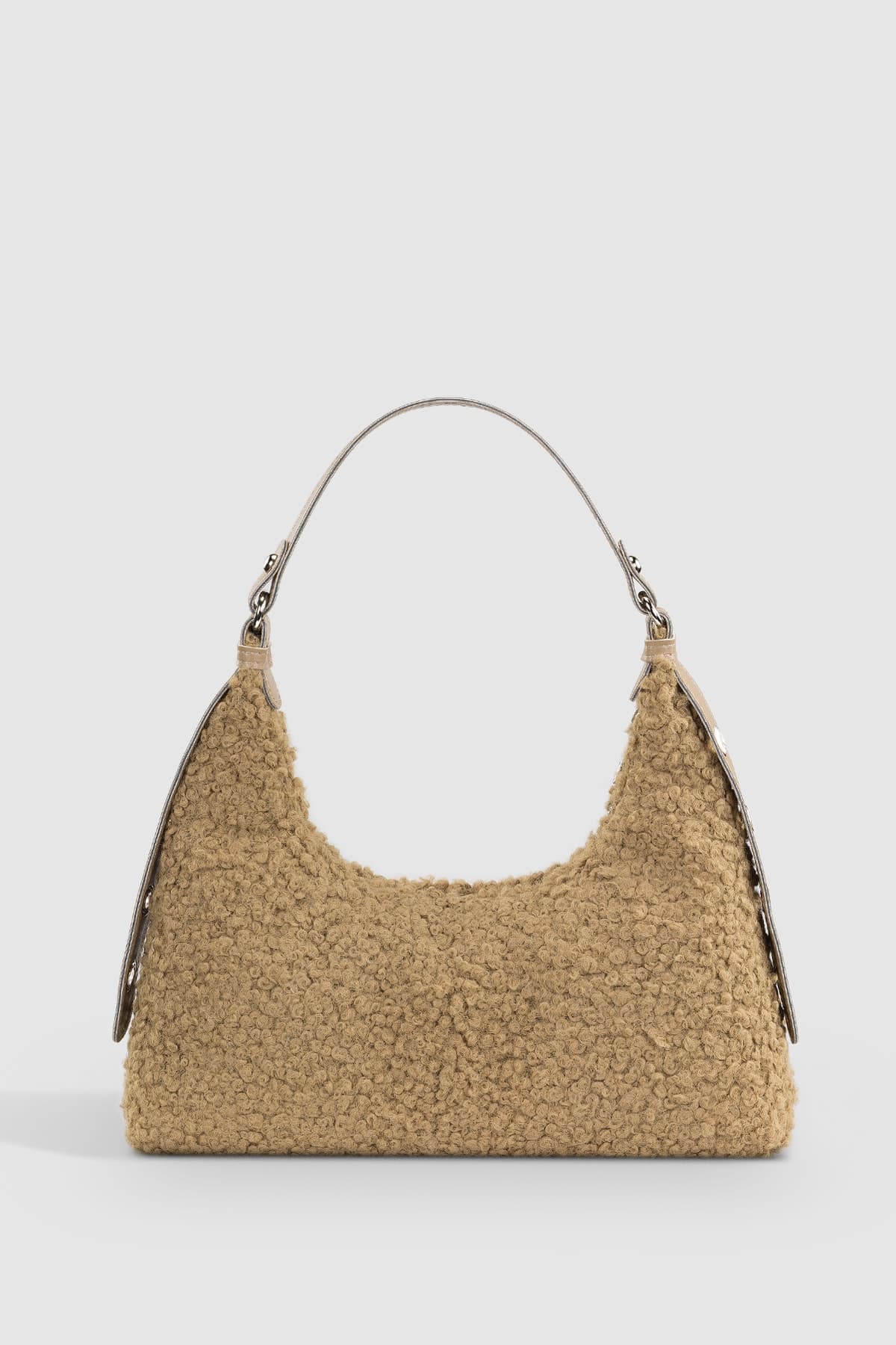 کیف باگت زنانه Housebags بافتدار با خز مصنوعی رنگ موشی مدل 205 کیف باگت زنانه Housebags بافتدار با خز مصنوعی رنگ موشی مدل 205