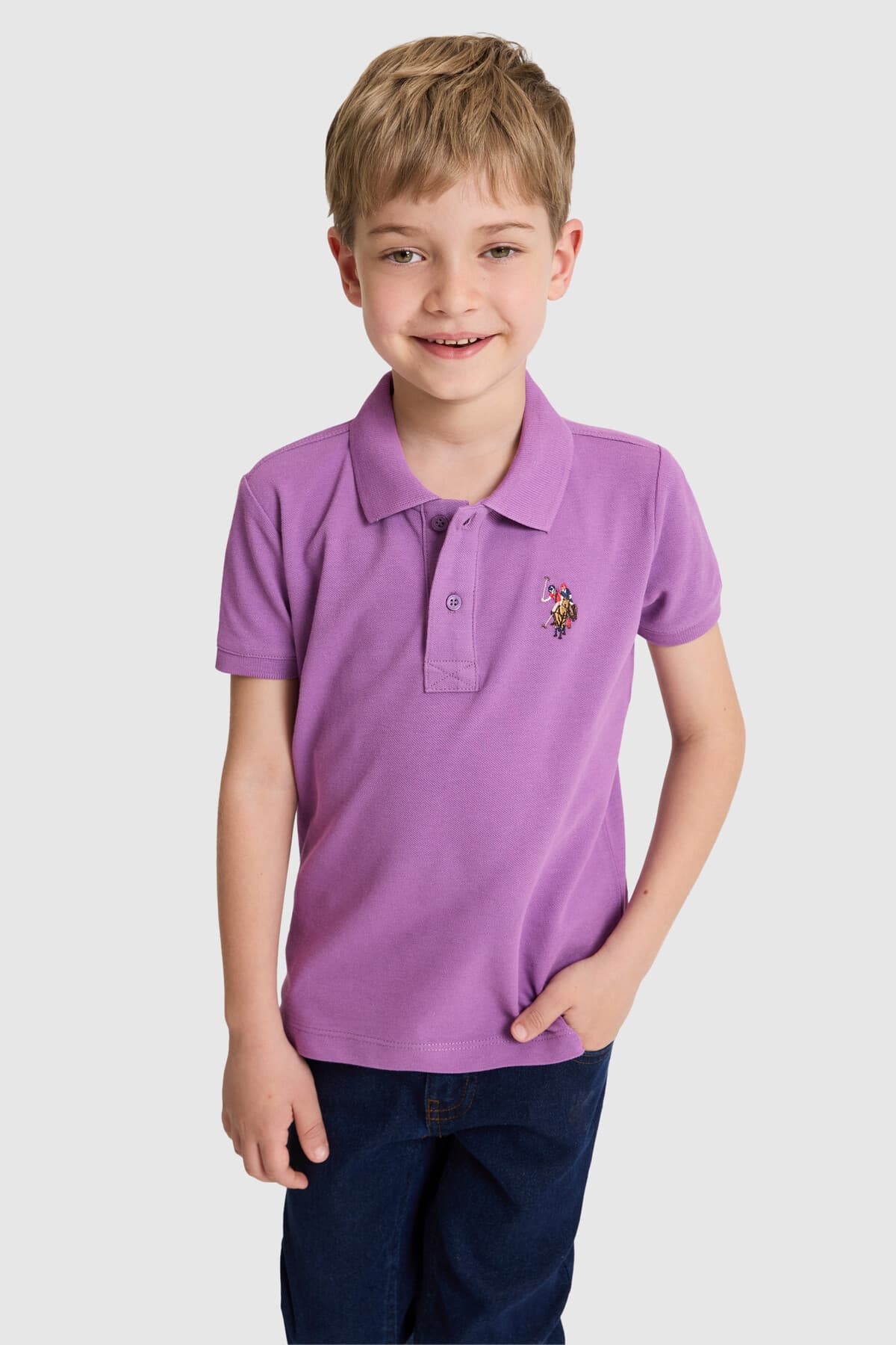تیشرت پسرانه یقهپولو U.S. Polo Assn. بنفش ساده مدل 50325608-VR037 تیشرت پسرانه یقهپولو U.S. Polo Assn. بنفش ساده مدل 50325608-VR037