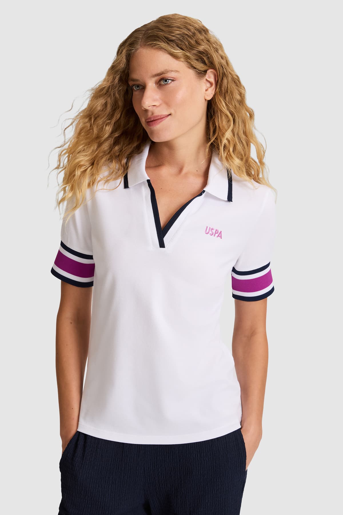 تیشرت زنانه یقه پولو U.S. Polo Assn. سرمهای مدل 50323543-VR033 تیشرت زنانه یقه پولو U.S. Polo Assn. سرمهای مدل 50323543-VR033