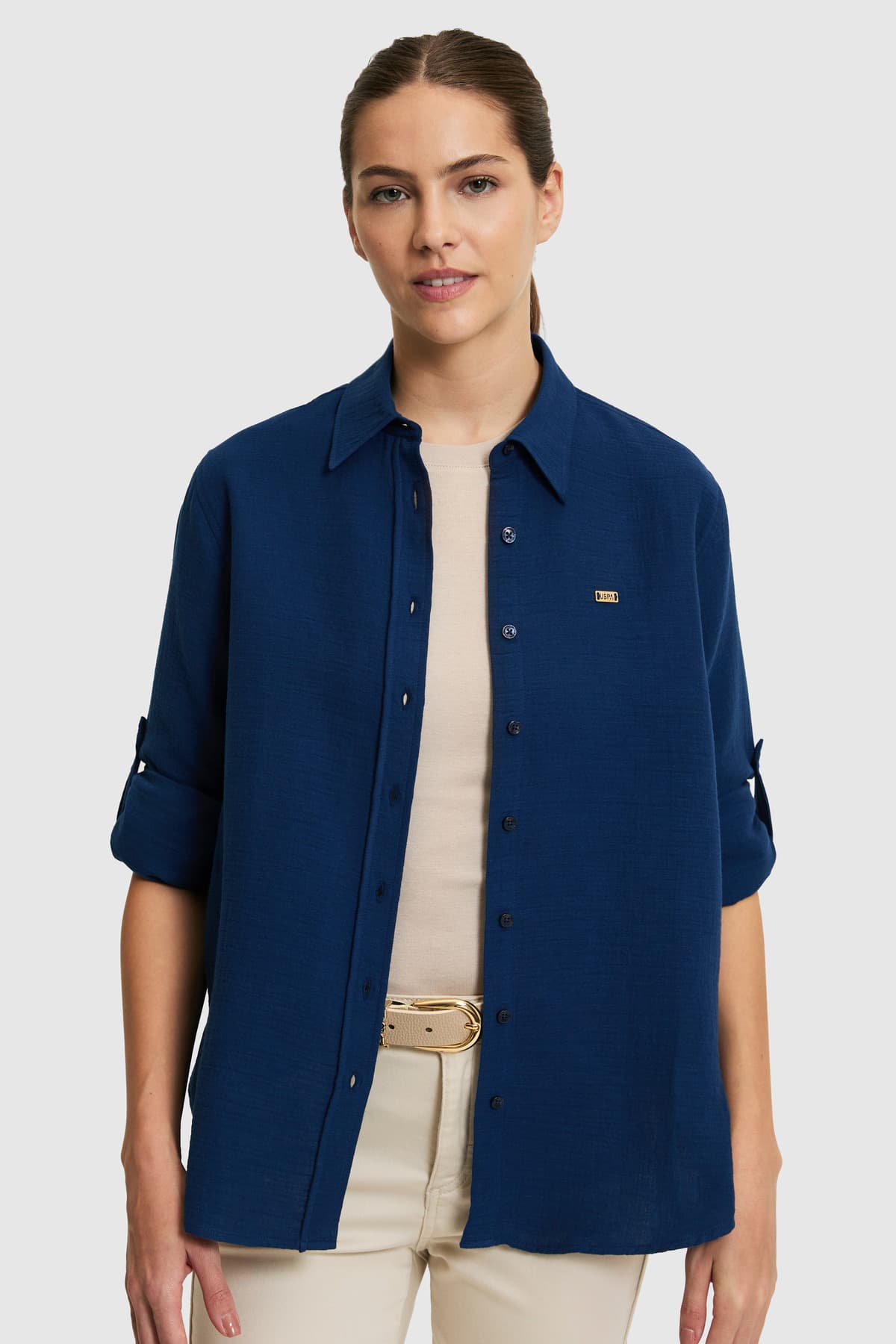 پیراهن زنانه U.S. Polo Assn. آستینبلند سرمهای مدل 50324689-VR033 پیراهن زنانه U.S. Polo Assn. آستینبلند سرمهای مدل 50324689-VR033