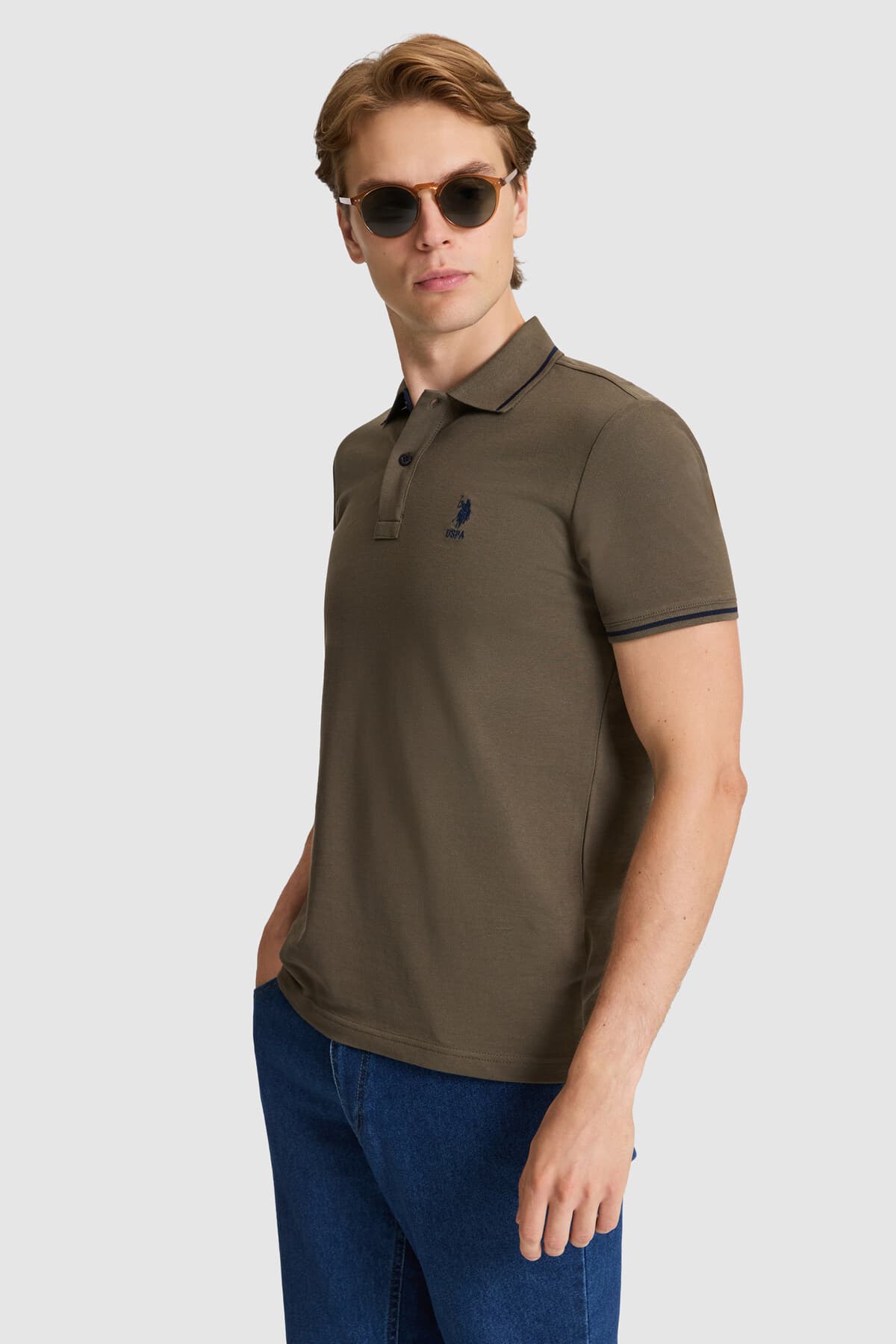 تیشرت مردانه U.S. Polo Assn. یقه پولو فیت اسلیم خاکی تیره مدل 50326975-VR111 تیشرت مردانه U.S. Polo Assn. یقه پولو فیت اسلیم خاکی تیره مدل 50326975-VR111